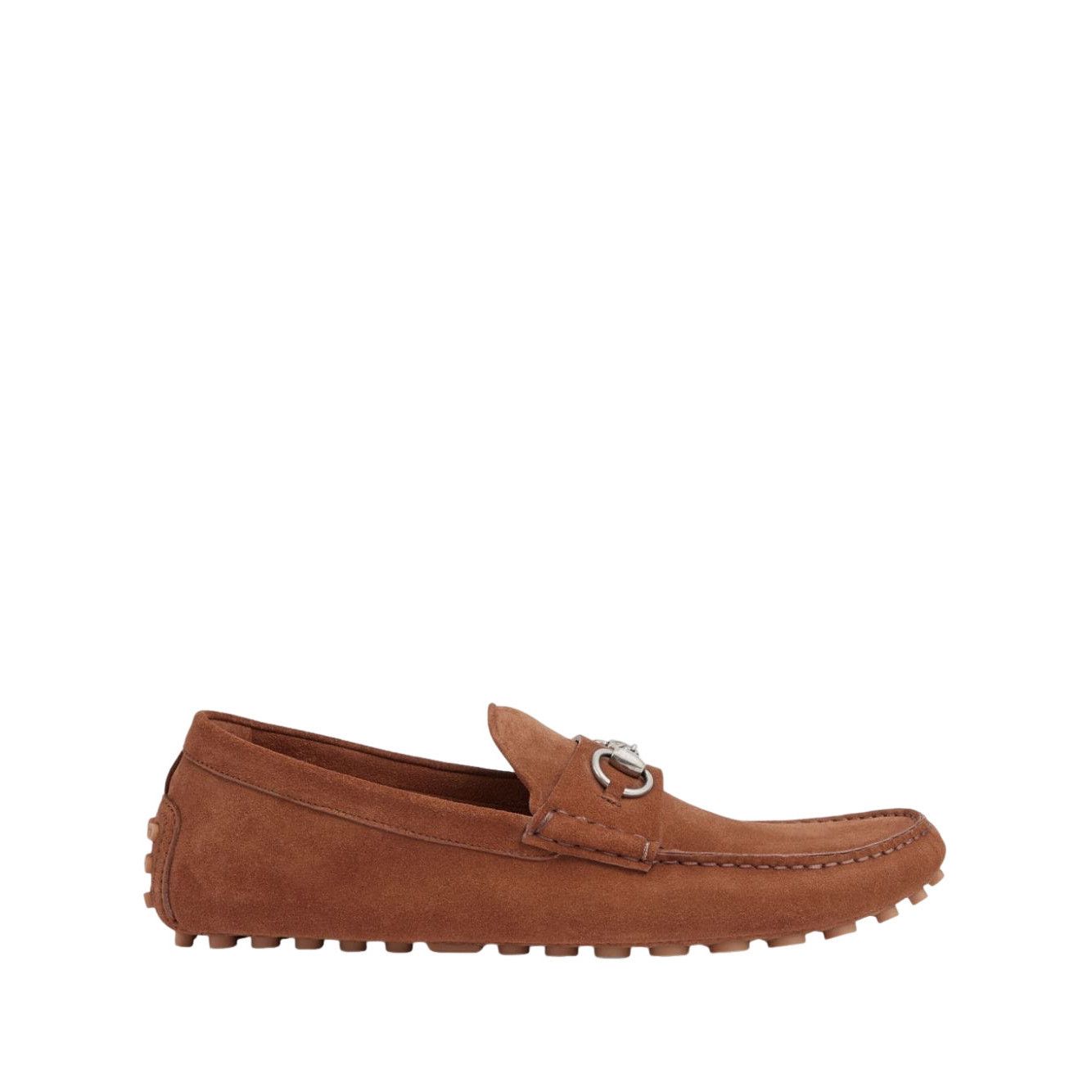 GUCCI Driver Men's Brown Suede With Horsebit Loafers New & A