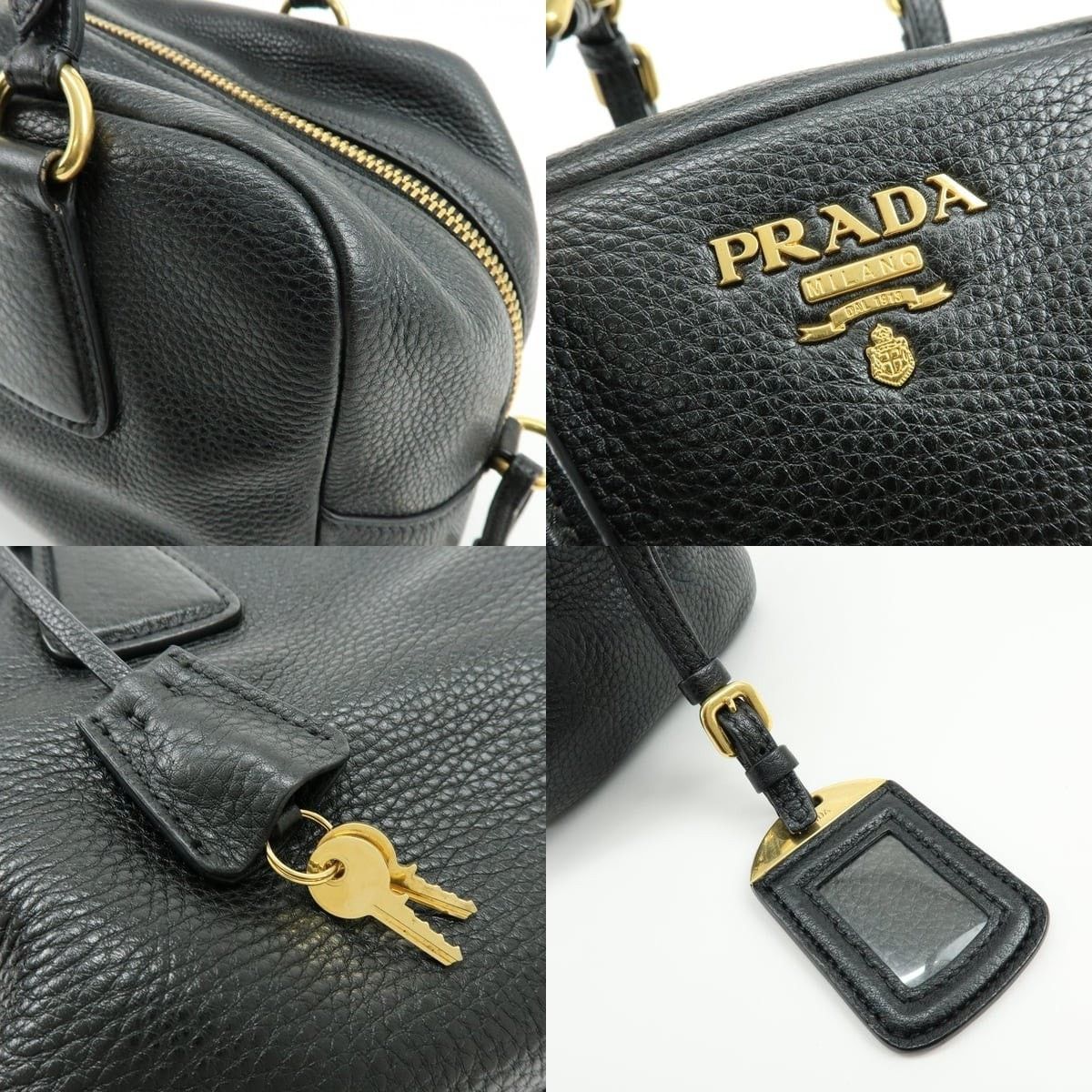 Prada Prada Vitello Daino Shoulder Bag Calfskin Black Size ONE SIZE - 6 Thumbnail