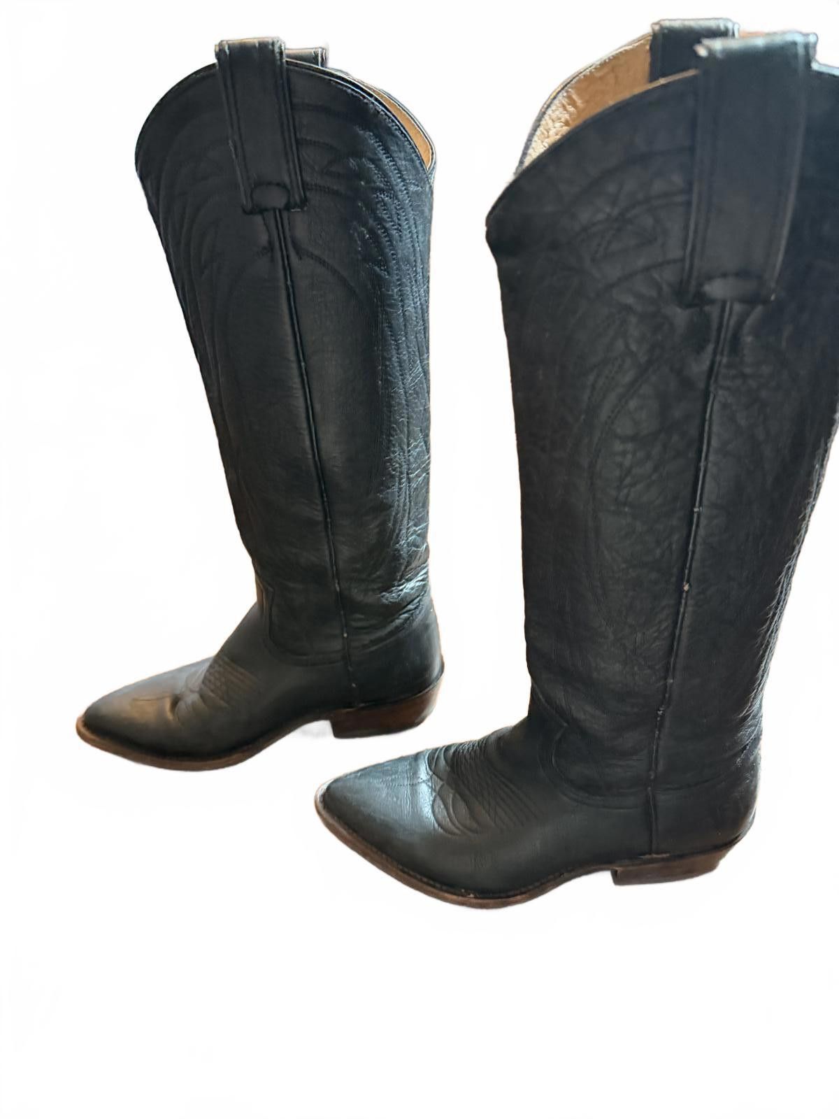 Frye Frye Classic Black Leather Cowboy Boots Size US 6.5 / IT 36.5 - 2 Thumbnail