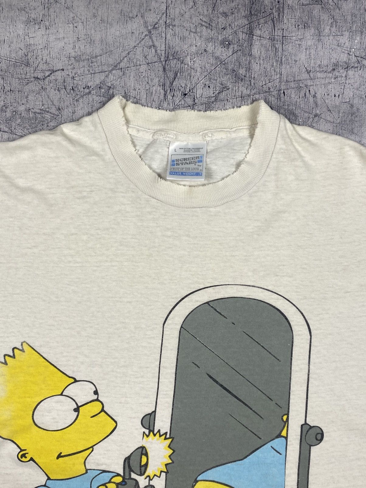 Fruit Of The Loom Vtg 1997 Bart Simpson Screen Stars Extreme Distressed Tee Size US L / EU 52-54 / 3 - 10 Thumbnail