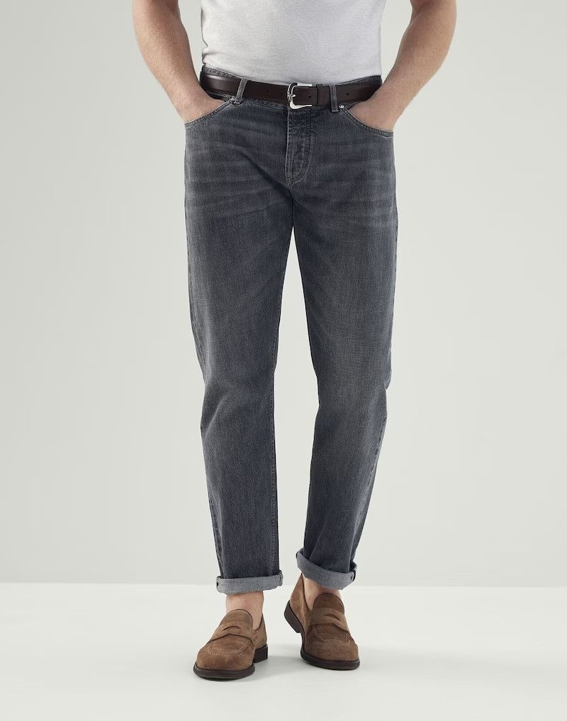 image of Brunello Cucinelli O1W1Db10424 Denim Pants In Open Blue, Men's (Size 40)