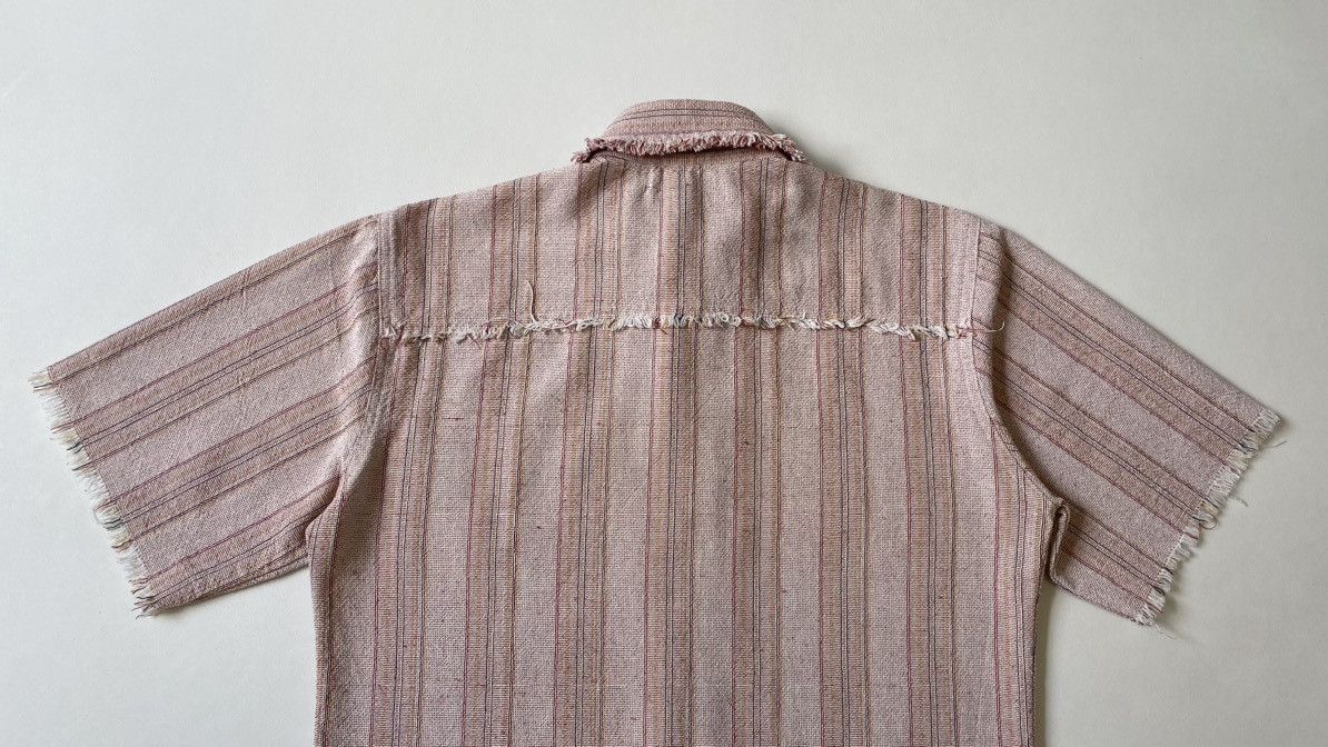 Giorgio Armani 1980s Sample Raw Edge Striped Linen Shirt Size US M / EU 48-50 / 2 - 14 Thumbnail