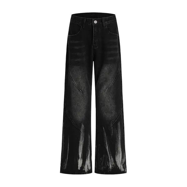VIBE Men's hip-hop trend casual ink-splashed loose wide-leg jeans Size US 32 / EU 48 - 1 Thumbnail