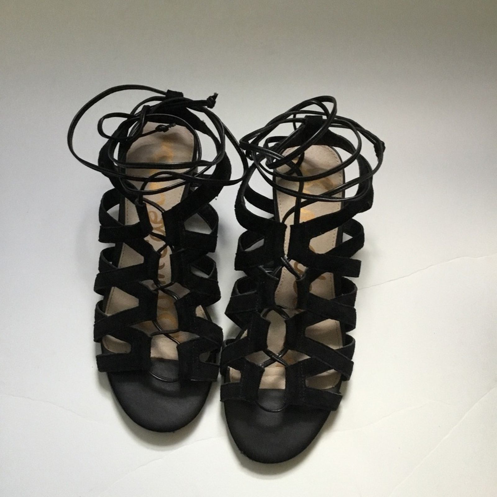 Sam Edelman Sam Edelman Black Suede Sandals with Laces Size US 6 / IT 36 - 3 Thumbnail