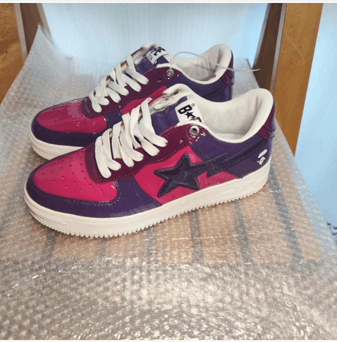 Bape A Bathing Ape Bapesta Low Purple Red Sneakers Size US 8 / EU 41 - 1 Thumbnail