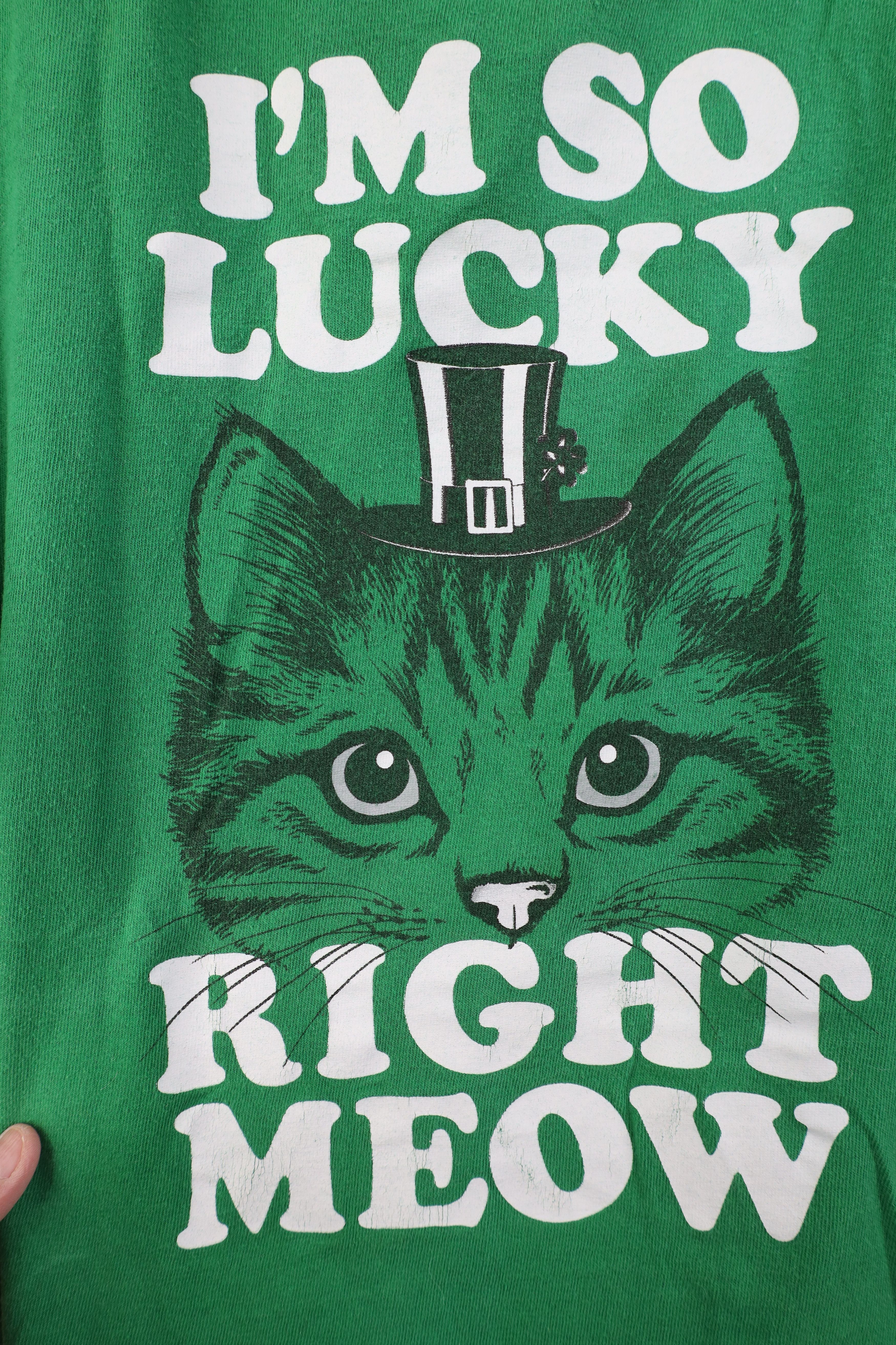 Vintage Vintage Y2K Day I'm So Lucky Right Meow Cat Kitten T-Shirt Size US XL / EU 56 / 4 - 4 Thumbnail