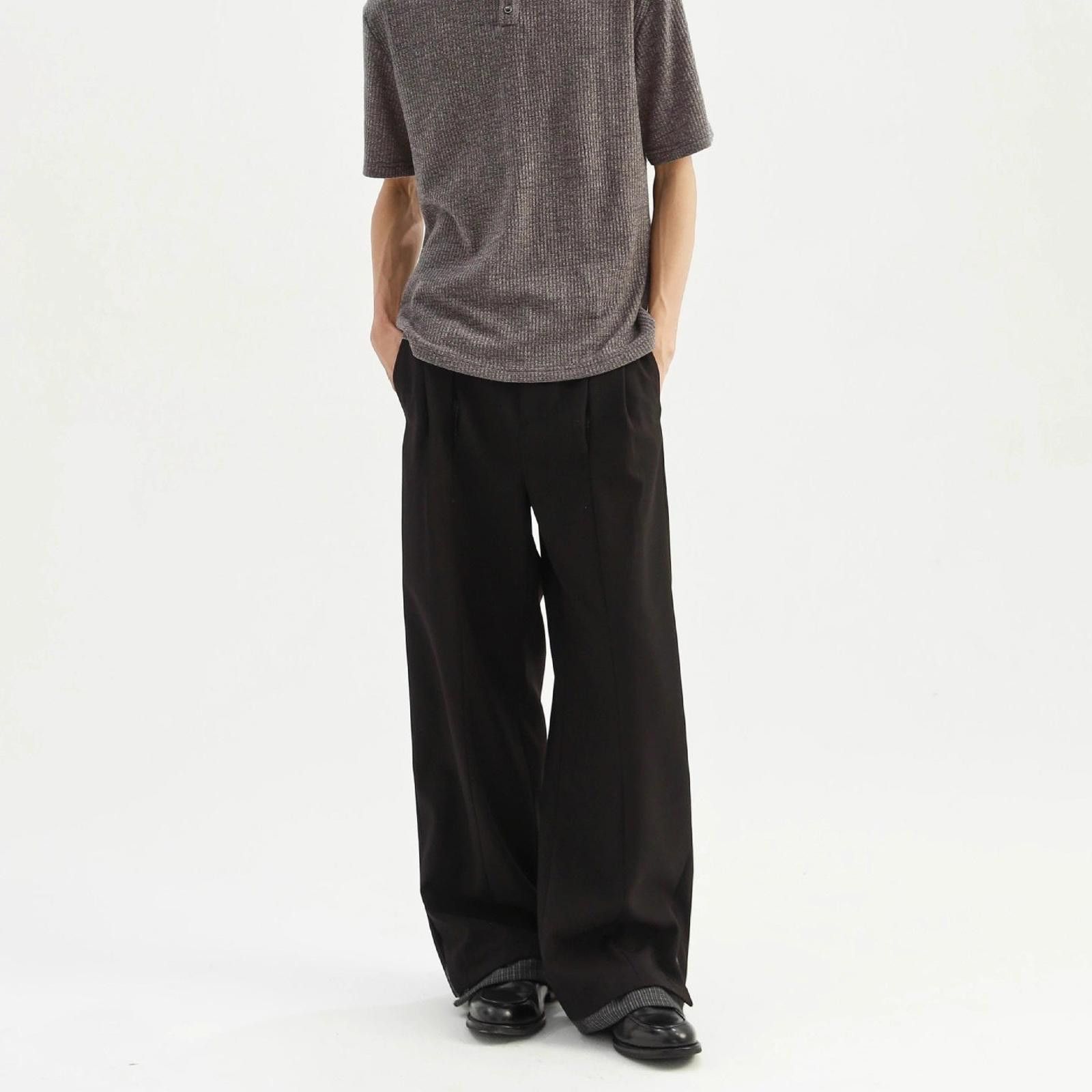 Vintage Black Wide Leg Dress Pants, Loose Fit Trousers Size 38R - 5 Thumbnail
