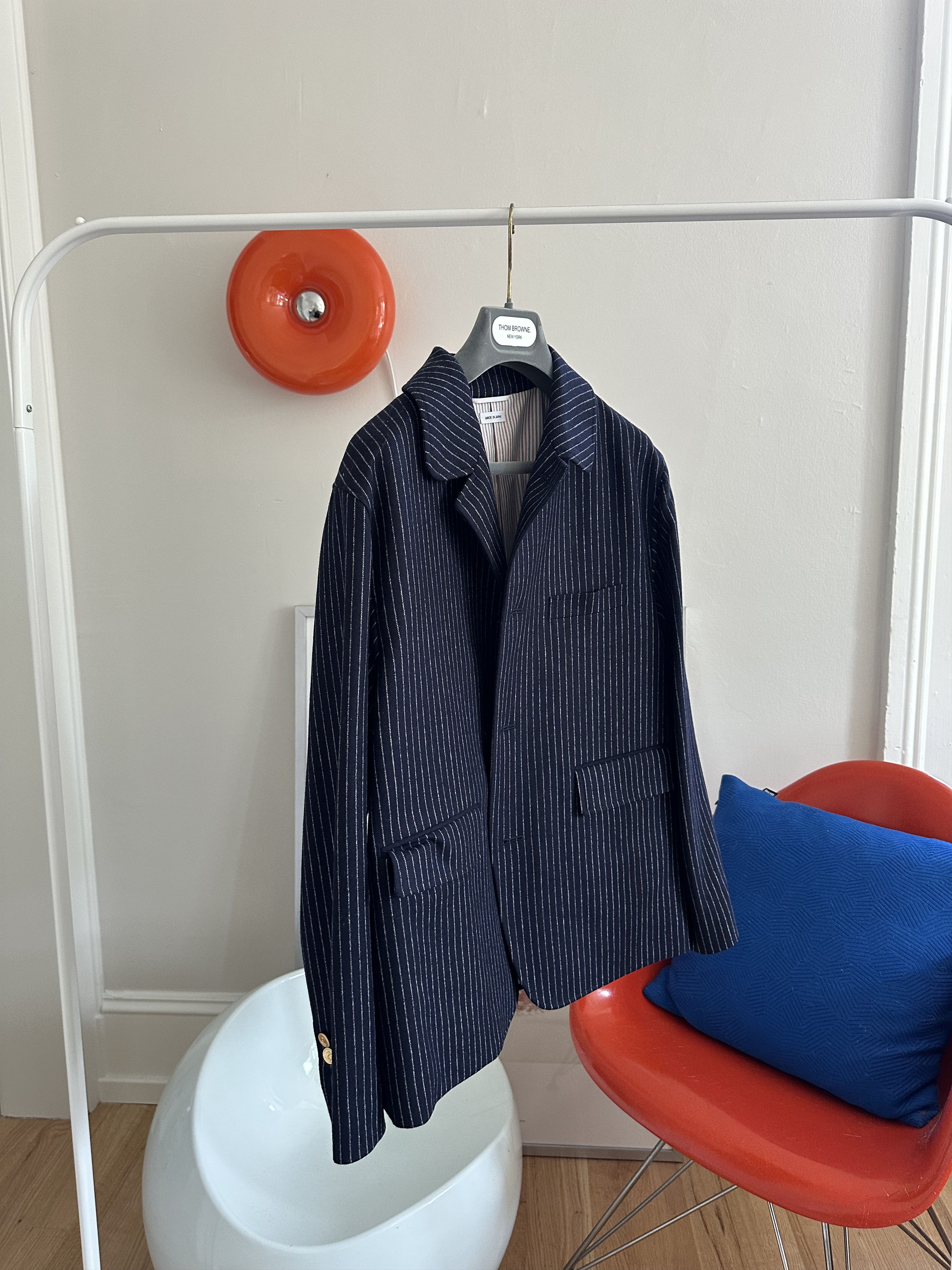 Thom Browne *RARE* THOM BROWNE Navy Pinstriped Blazer Sz 2 Size 40R - 2 Thumbnail