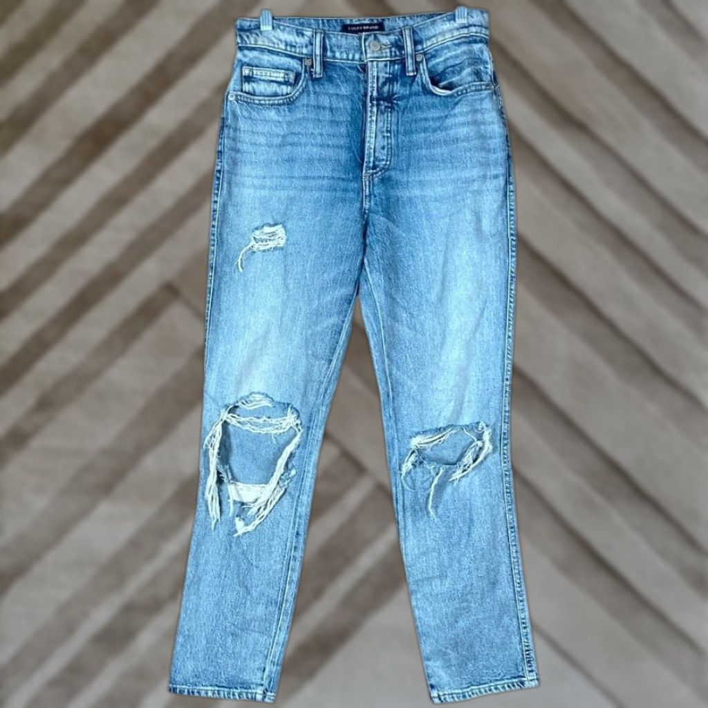 Lucky Brand Lucky Brand Womens Jeans Denim Distressed Drew Mom High Rise Stretch 4 Jeans Womens Size 27" / US 4 / IT 40 - 1 Thumbnail