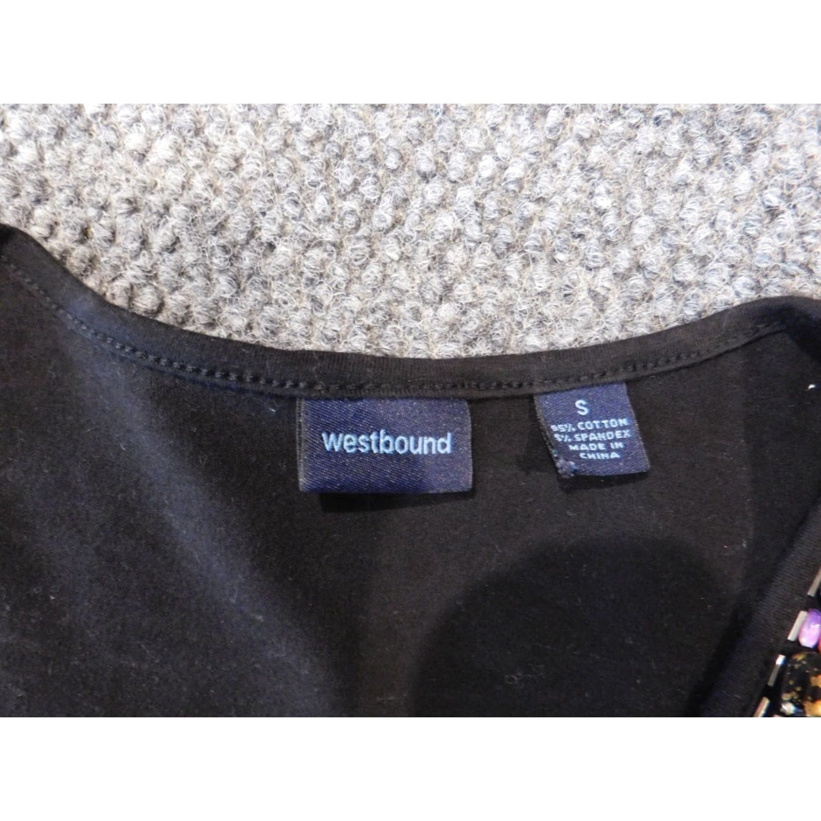 Vintage Westbound Womens Blouse Small Black Pullover Top Embellishments Stretch Paisley Long Sleeve Round Neck Casual Cotton Spandex Ruffle Size S / US 4 / IT 40 - 4 Thumbnail