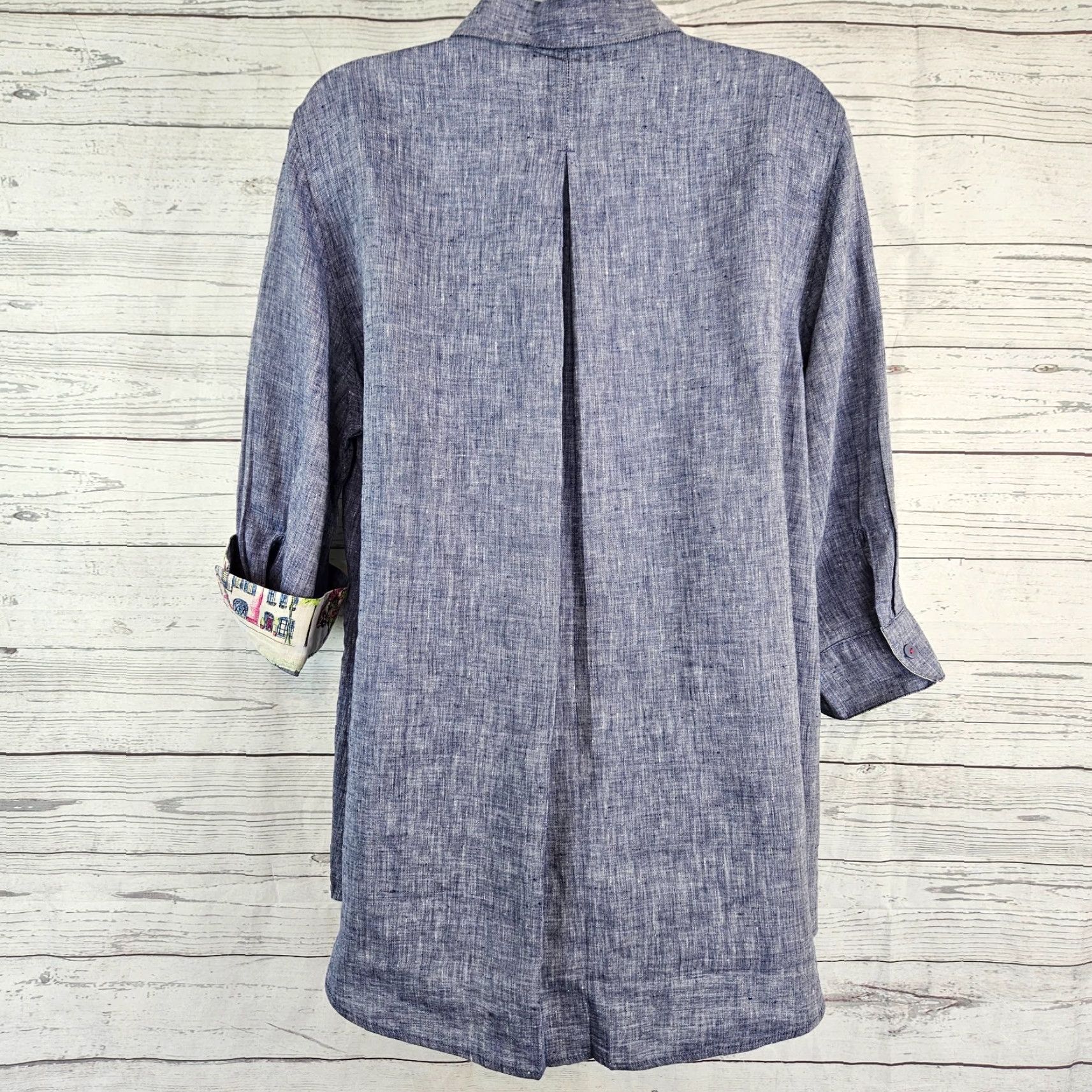 Vintage Chico's Womens Button-Up Linen No Iron 3/4 Sleeve Blue Sz M Shirt Size M / US 6-8 / IT 42-44 - 3 Thumbnail