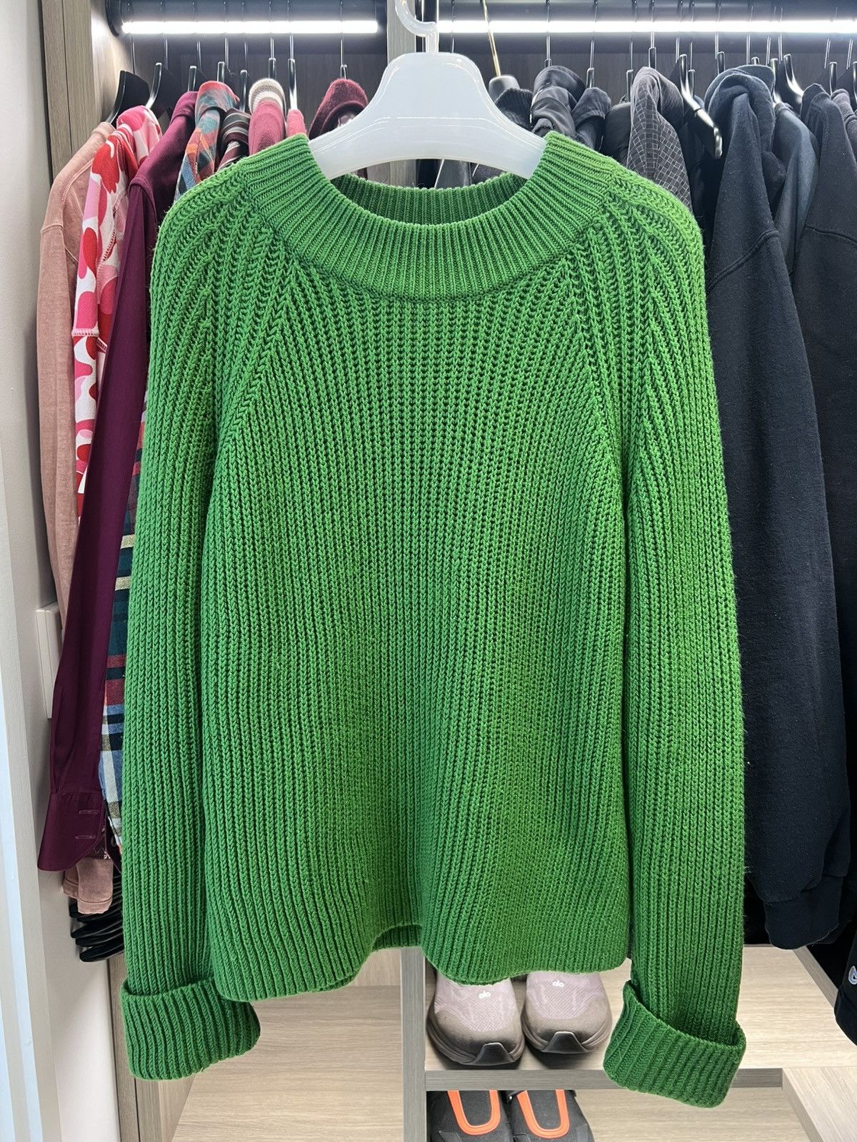 Club Monaco Green Italian Yarn Crewneck