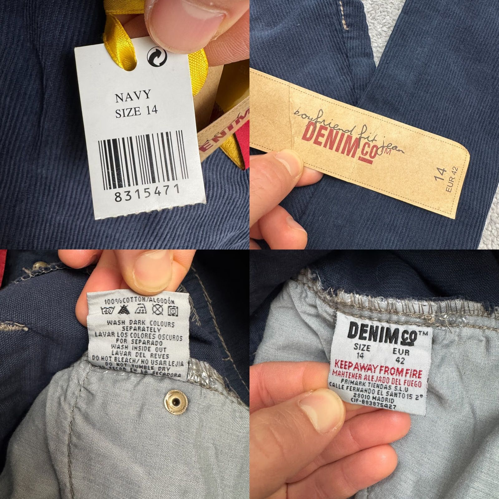 CO VINTAGE Denim Co Jeans Womens 14 Denim Co Denim Co Jeans 14 Navy Blue Mid Rise Corduroy Boyfriend Regular 5-Pocket Blue Mens Womens Girls Boys Size 36" / US 14 / IT 50 - 8 Thumbnail