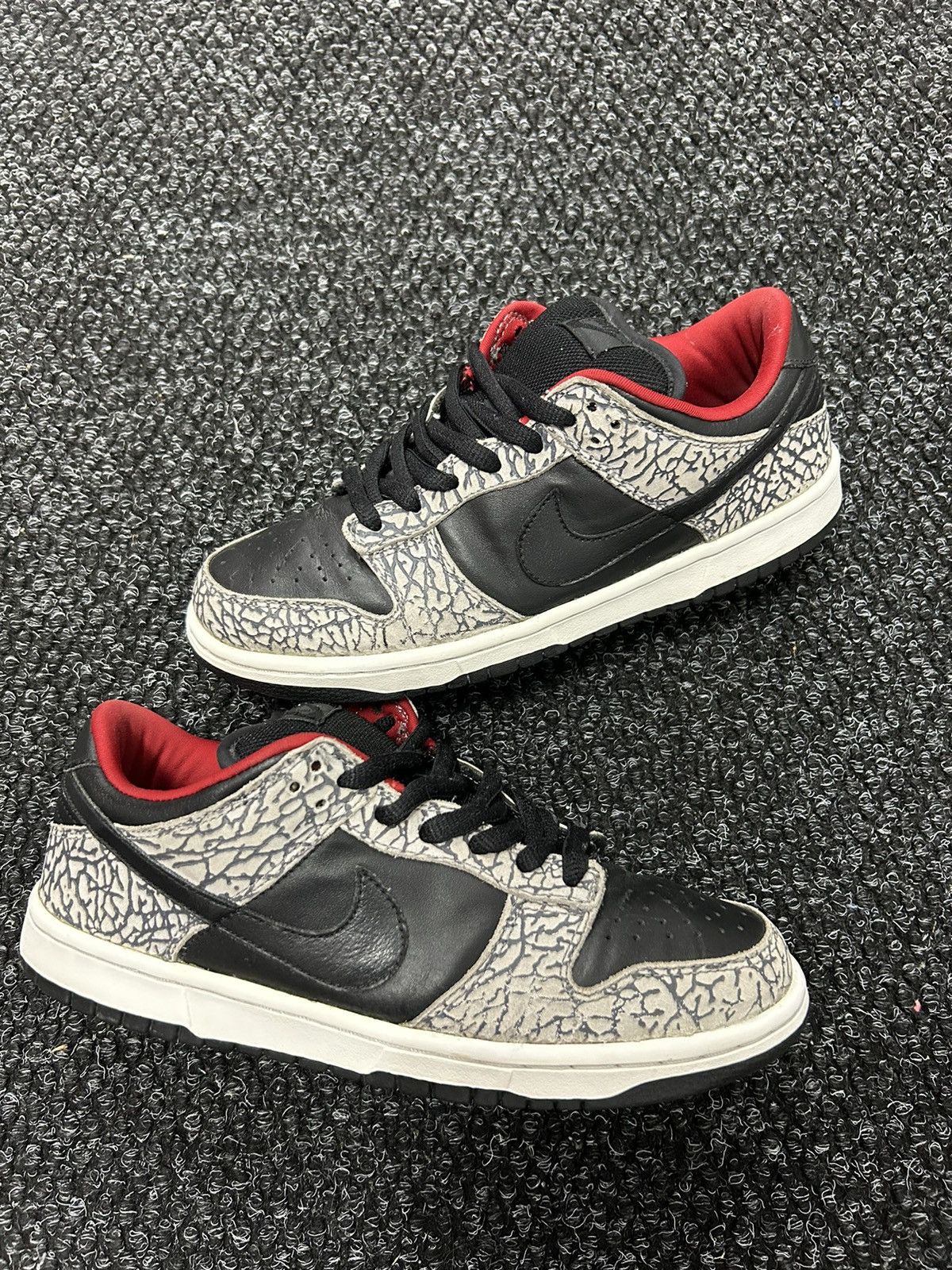 image of Nike x Supreme 2002 Supreme Dunk Low Pro Sb Black Cement Shoes, Men's (Size 8.5)