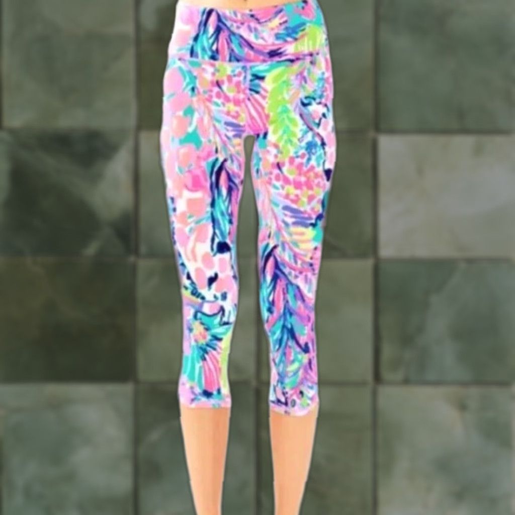 Lilly Pulitzer Lilly Pulitzer Luxletic High Rise Midi Weekender Gumbo Limbo Leggings Sz Small Size 28" / US 6 / IT 42 - 1 Thumbnail
