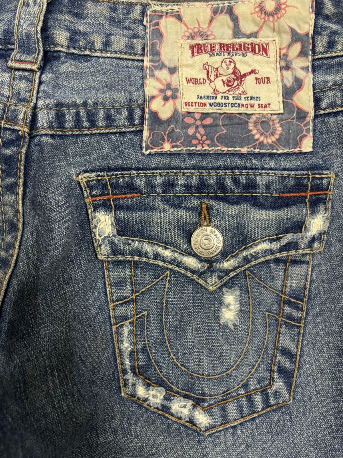 True Religion Vintage True Religion Woodstock Floral Patched Flare Jeans Size US 29 - 11 Thumbnail