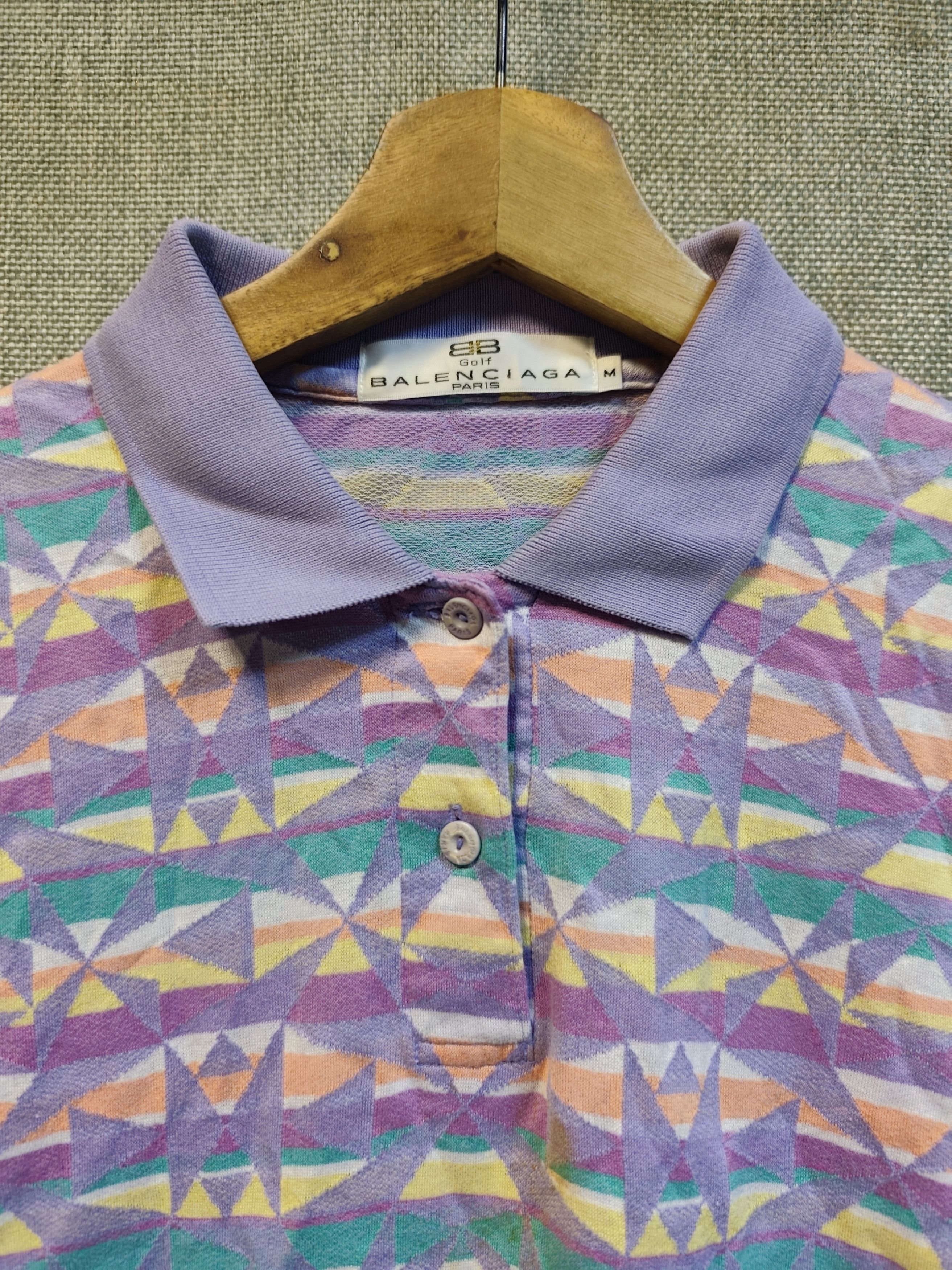 Balenciaga 90s Balenciaga Golf Abstract Pastel Pattern Polo Shirt Size US M / EU 48-50 / 2 - 3 Thumbnail