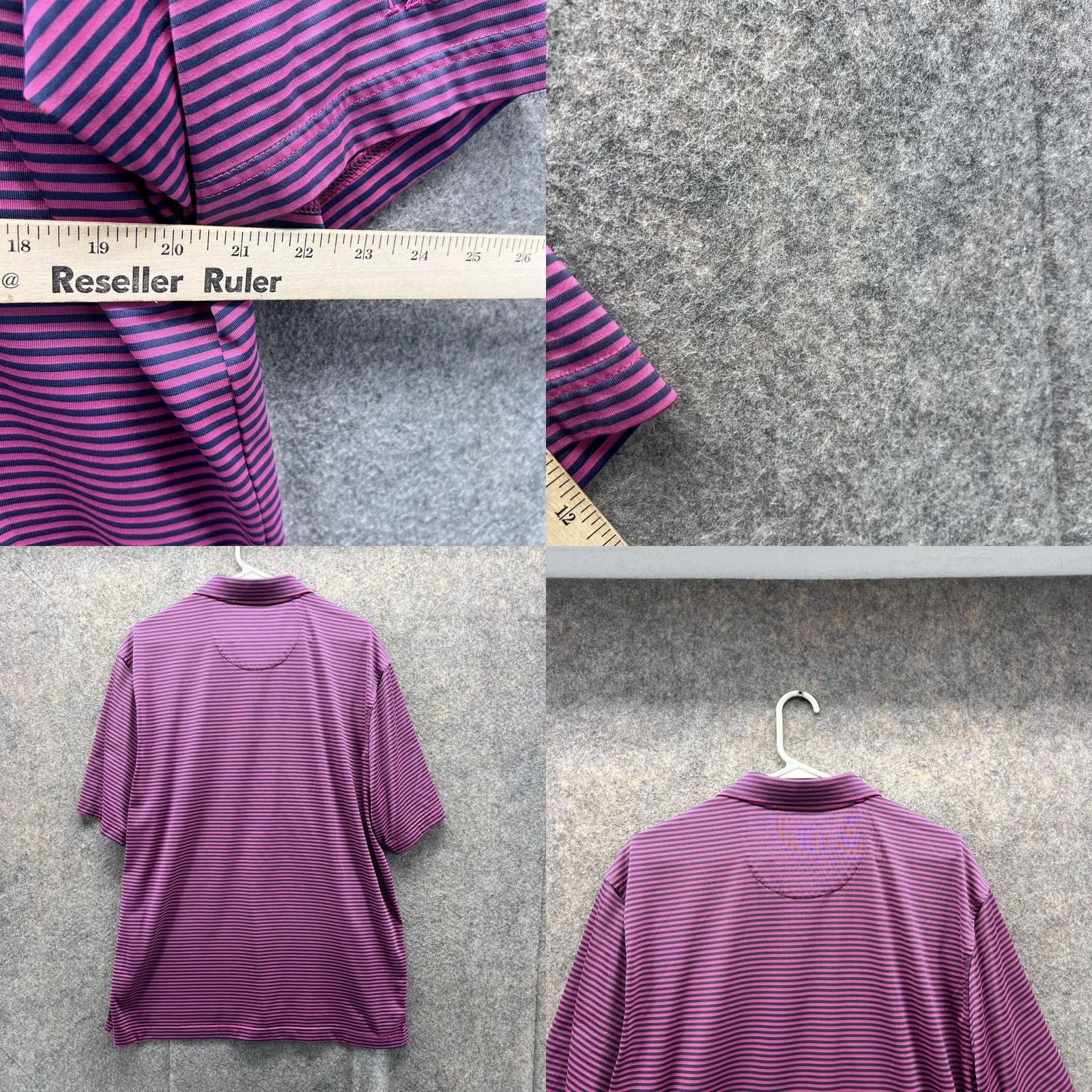 Izod Izod Polo Shirt Men Large Adult Purple Blue Striped Golf Casual Preppy Button Collar Short Sleeve Size US L / EU 52-54 / 3 - 8 Thumbnail