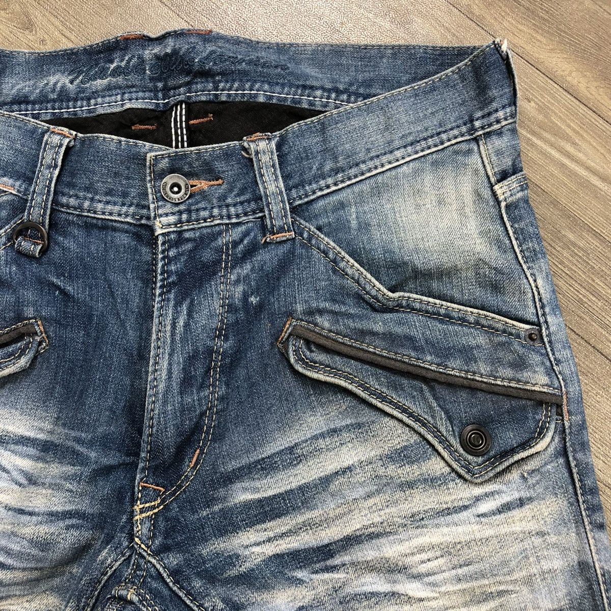 If Six Was Nine × Japanese Brand × Le Grande Bleu (L.G.B.) 2000s Nicole Club Multi Pocket Faded Bootcut Flared Jeans Size US 31 - 10 Thumbnail