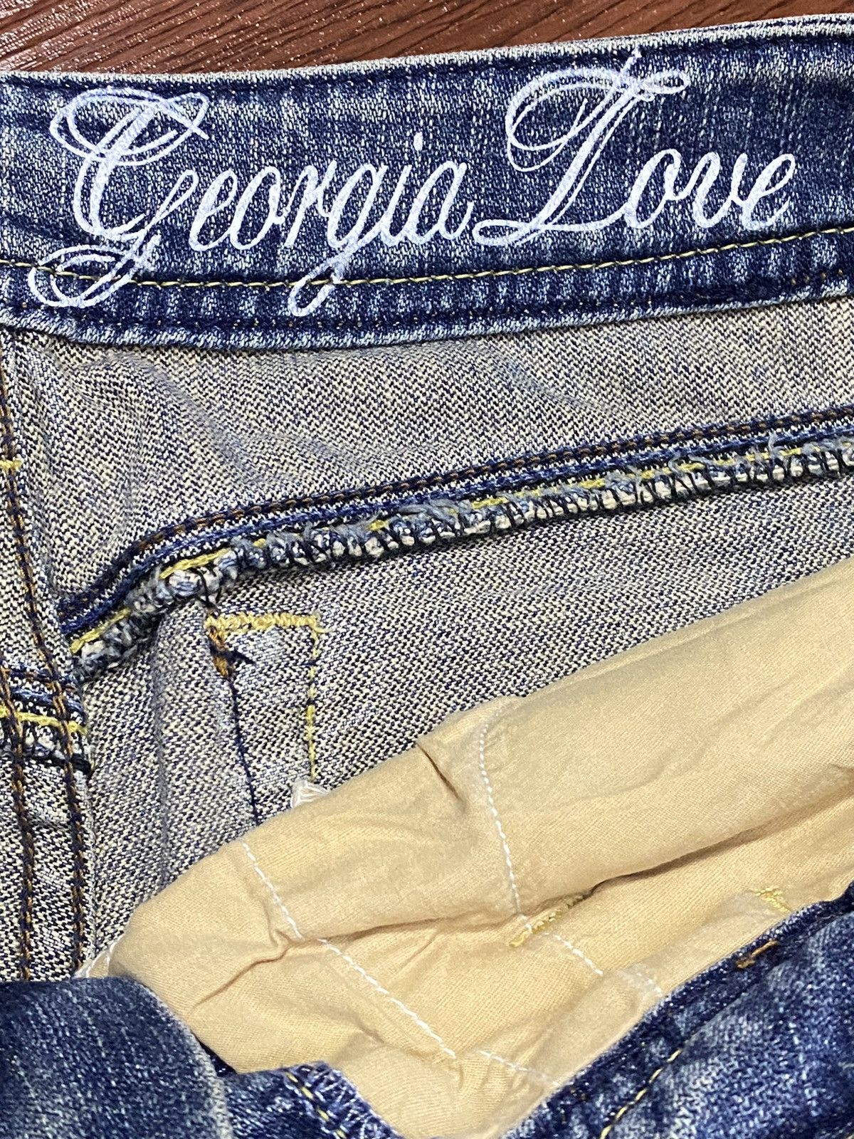 Japanese Brand Vintage Geogia Love Big John Faded Wash Flare Jeans Size 32" / US 10 / IT 46 - 9 Thumbnail