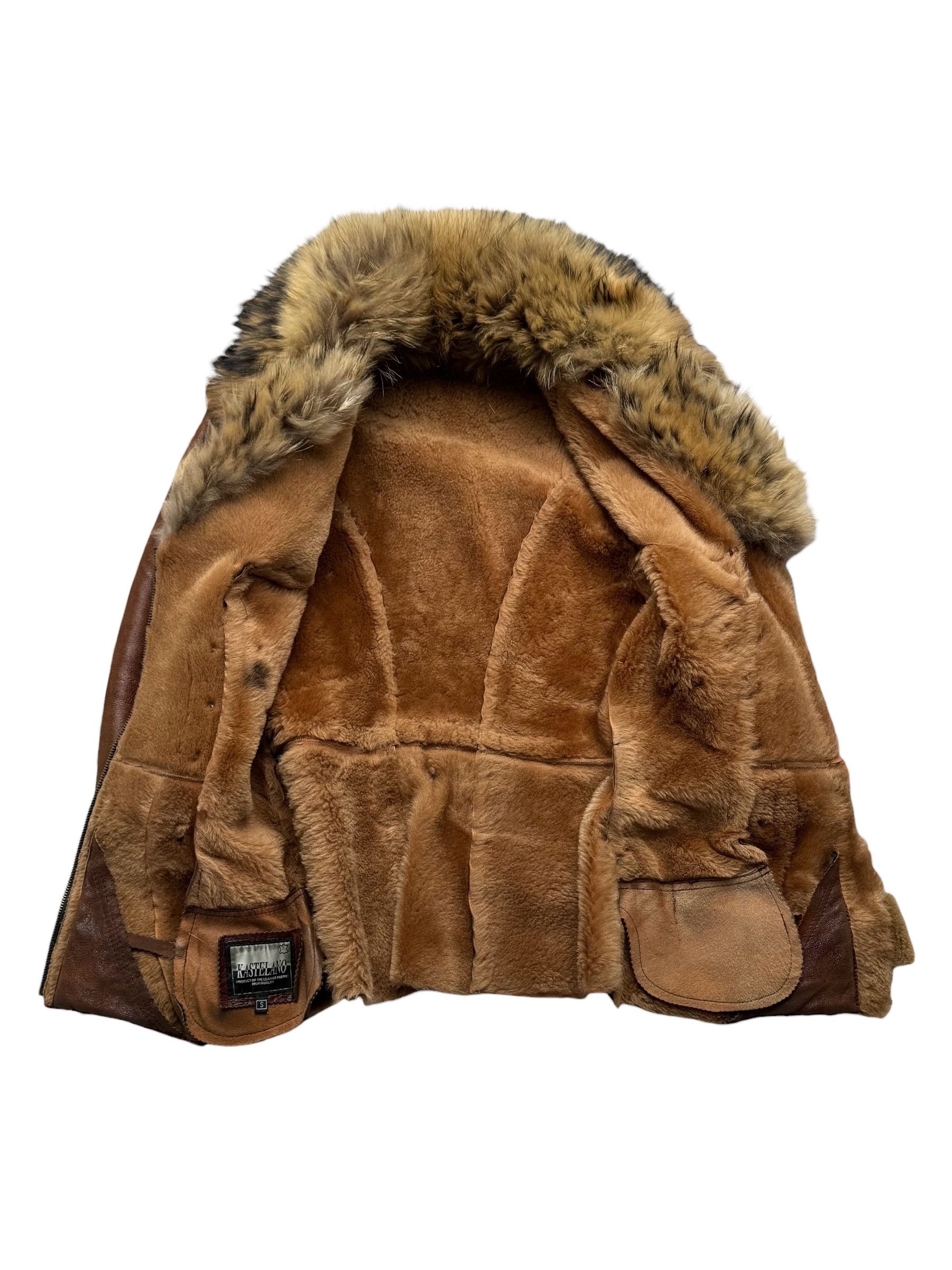 Vintage 90's Real Sheepskin Coat With Real Fur Neck(V408) Size S / US 4 / IT 40 - 8 Thumbnail