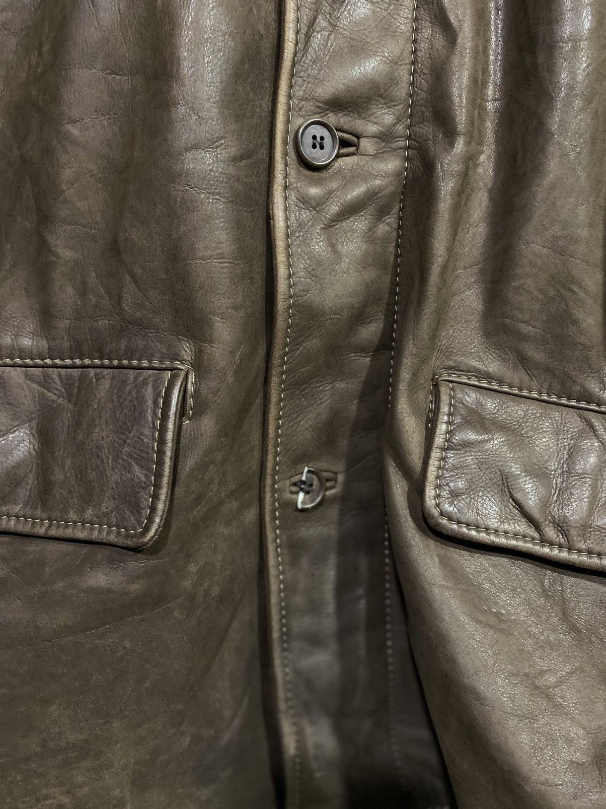 Japanese Brand Vintage 90s Faconnable Brown Leather Parka Jacket Coat Large Size US M / EU 48-50 / 2 - 5 Thumbnail