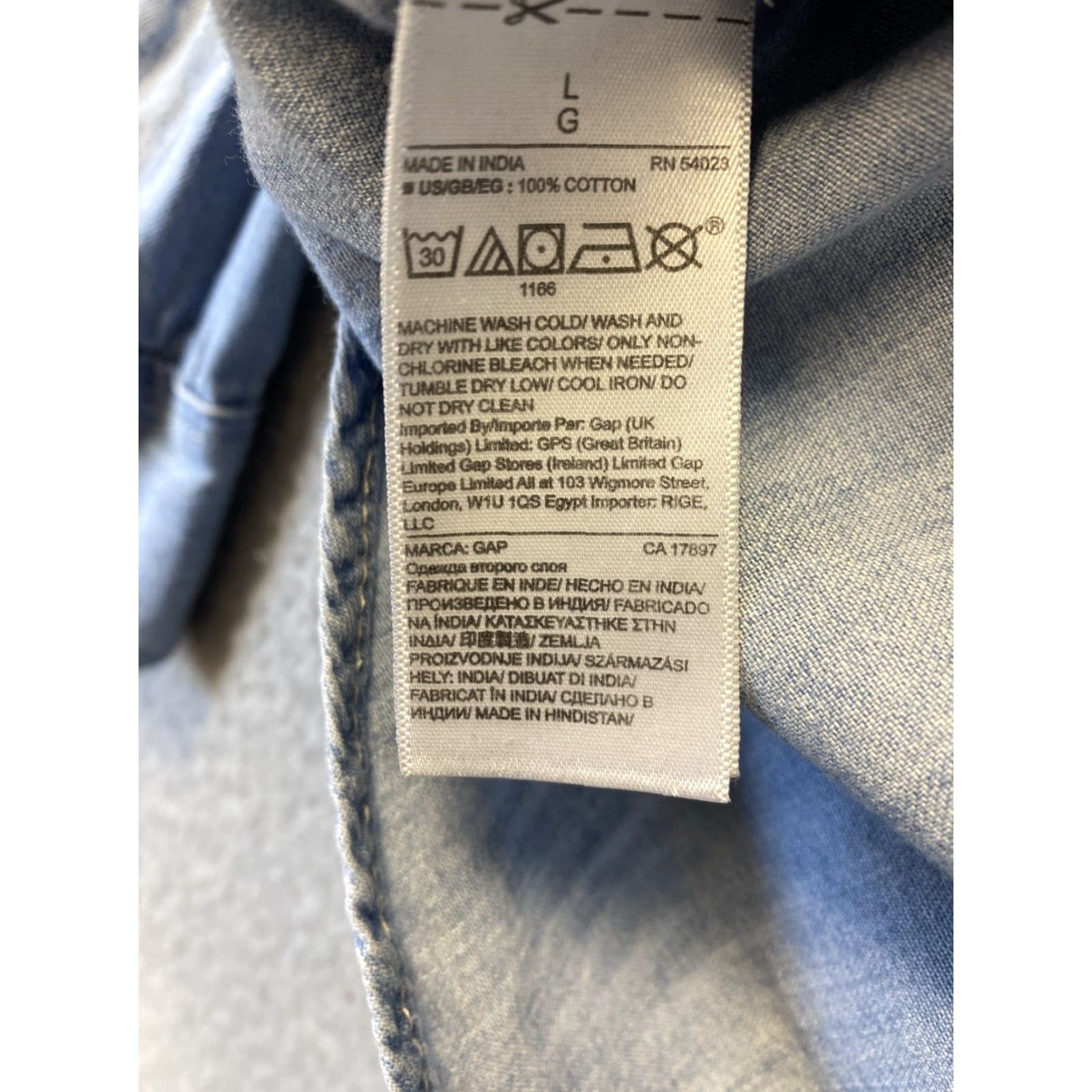 Gap VINTAGE GAP Denim Dress Women's Large Blue Long Sleeve Button Pockets Casual Formal Party 138-18 Size L / US 10 / IT 46 - 7 Thumbnail