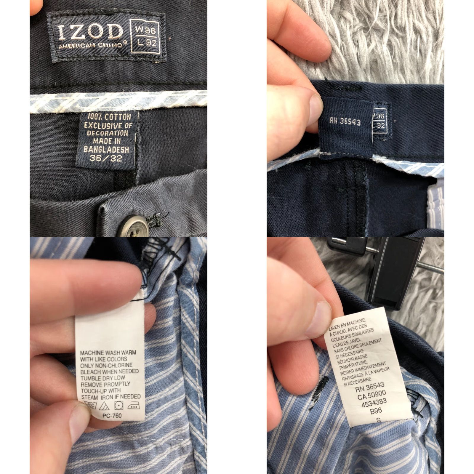 Izod VINTAGE IZOD American Chino Pants 36x32 Mens Dark Wash Blue Size US 36 / EU 52 - 9 Thumbnail
