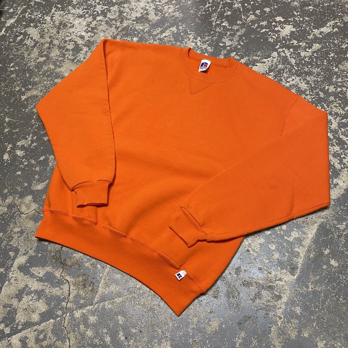 Russell Athletic × Vintage Vintage Russell Athletic Orange Blank Crewneck Hoodie Size US M / EU 48-50 / 2 - 2 Thumbnail