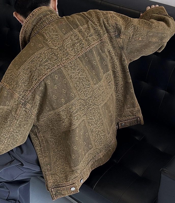 Japanese Brand × Vintage Retro punk paisley bandana washed denim jacket Size US M / EU 48-50 / 2 - 6 Thumbnail