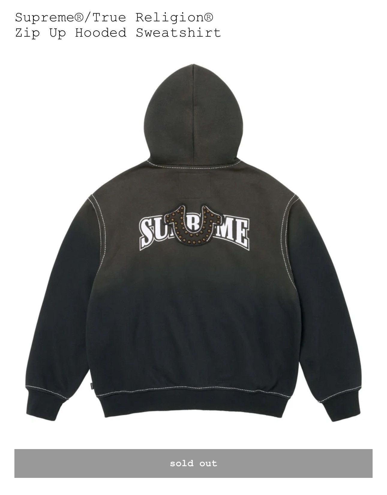 Supreme × True Religion Supreme®/True Religion® Zip Up Hooded Sweatshirt Size US M / EU 48-50 / 2 - 3 Thumbnail