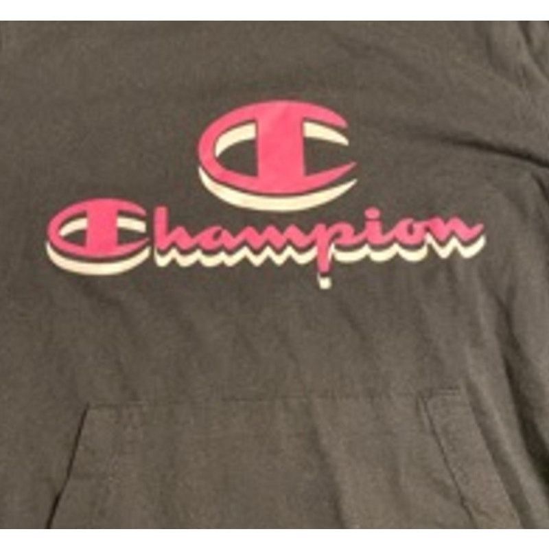 Champion Y2K Streetwear Black Champion Hoodie Pink Logo Pullover M Size S / US 4 / IT 40 - 4 Thumbnail
