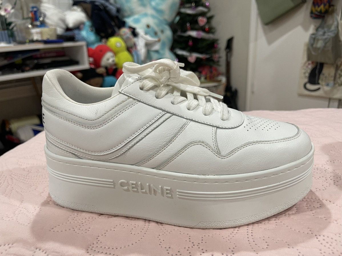 Celine × Designer WHITE CHUNKY BLOCK SNEAKERS WITH WEDGE OUTSOLE IN CALFSKIN Size US 7 / IT 37 - 2 Thumbnail