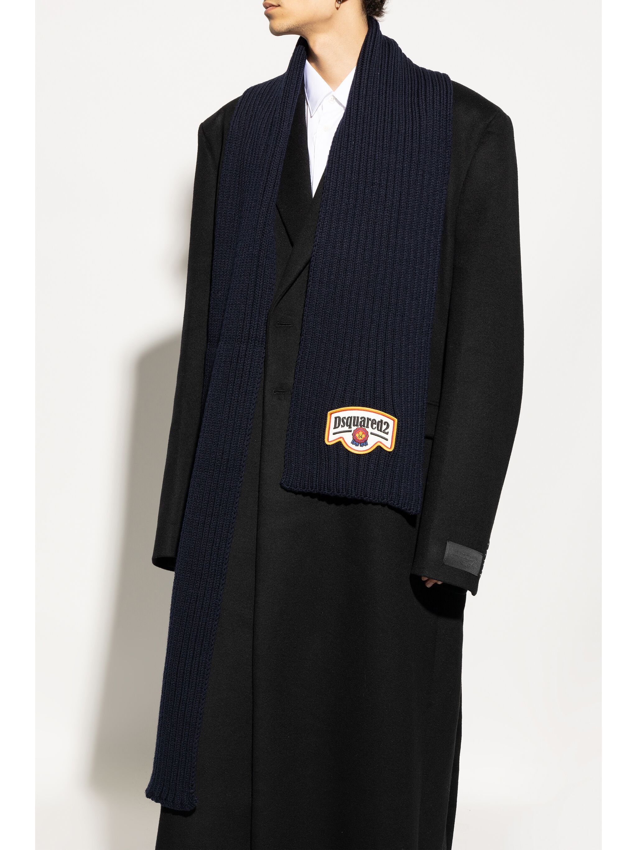 Dsquared2 o1s22i1n1124 Size: OS / Wool Ribbed Scarf in Blue Size ONE SIZE - 2 Thumbnail