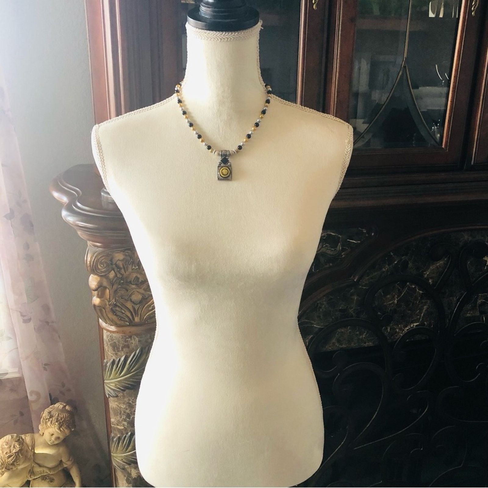 Handmade Handcrafted repurpose black chalcedony Pearl necklace Size ONE SIZE - 6 Thumbnail