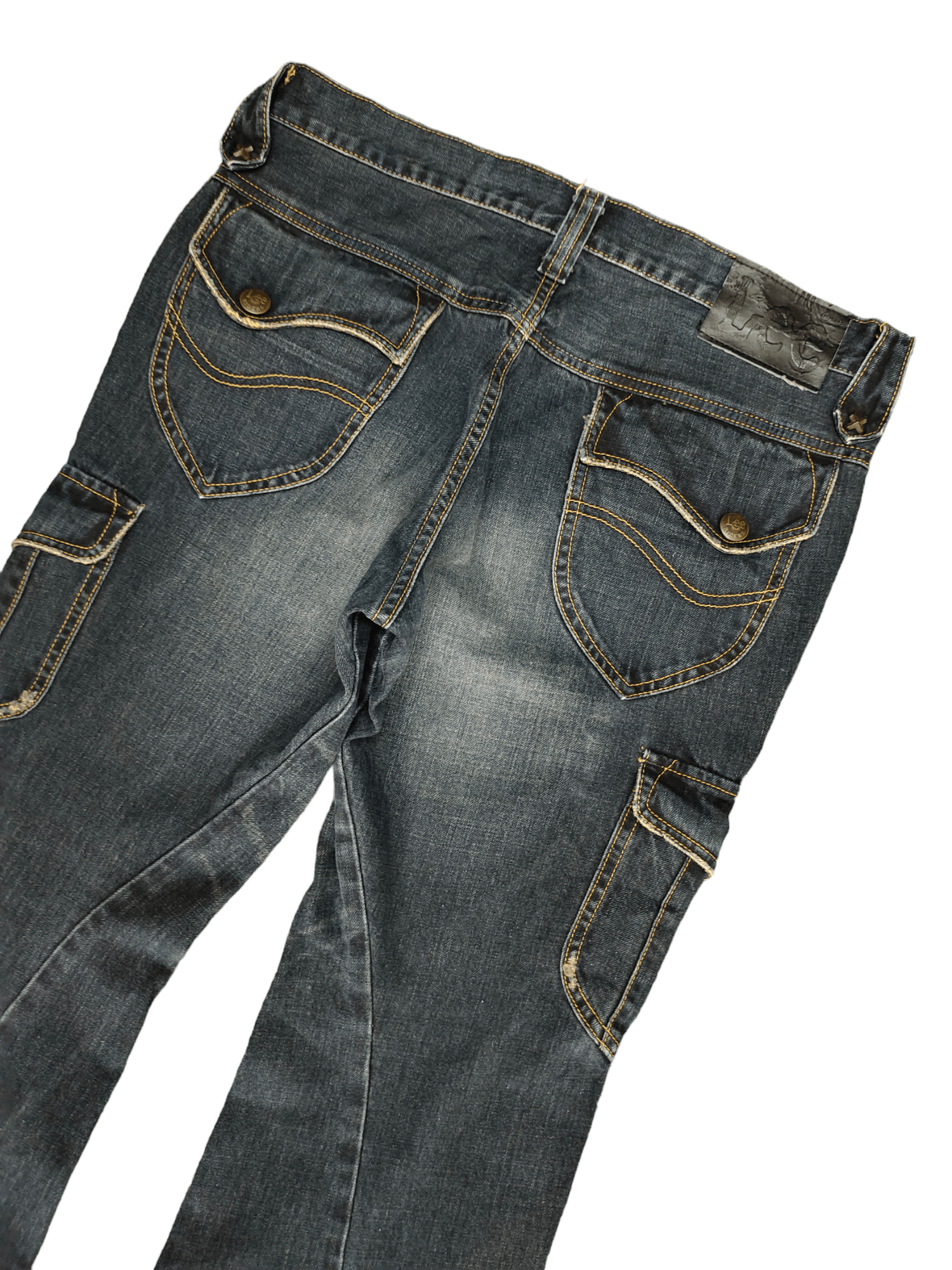 If Six Was Nine Flare Jeans Lee Spiral Cut Cargo Boot Cut Y2k Goa Style Size US 33 - 14 Thumbnail
