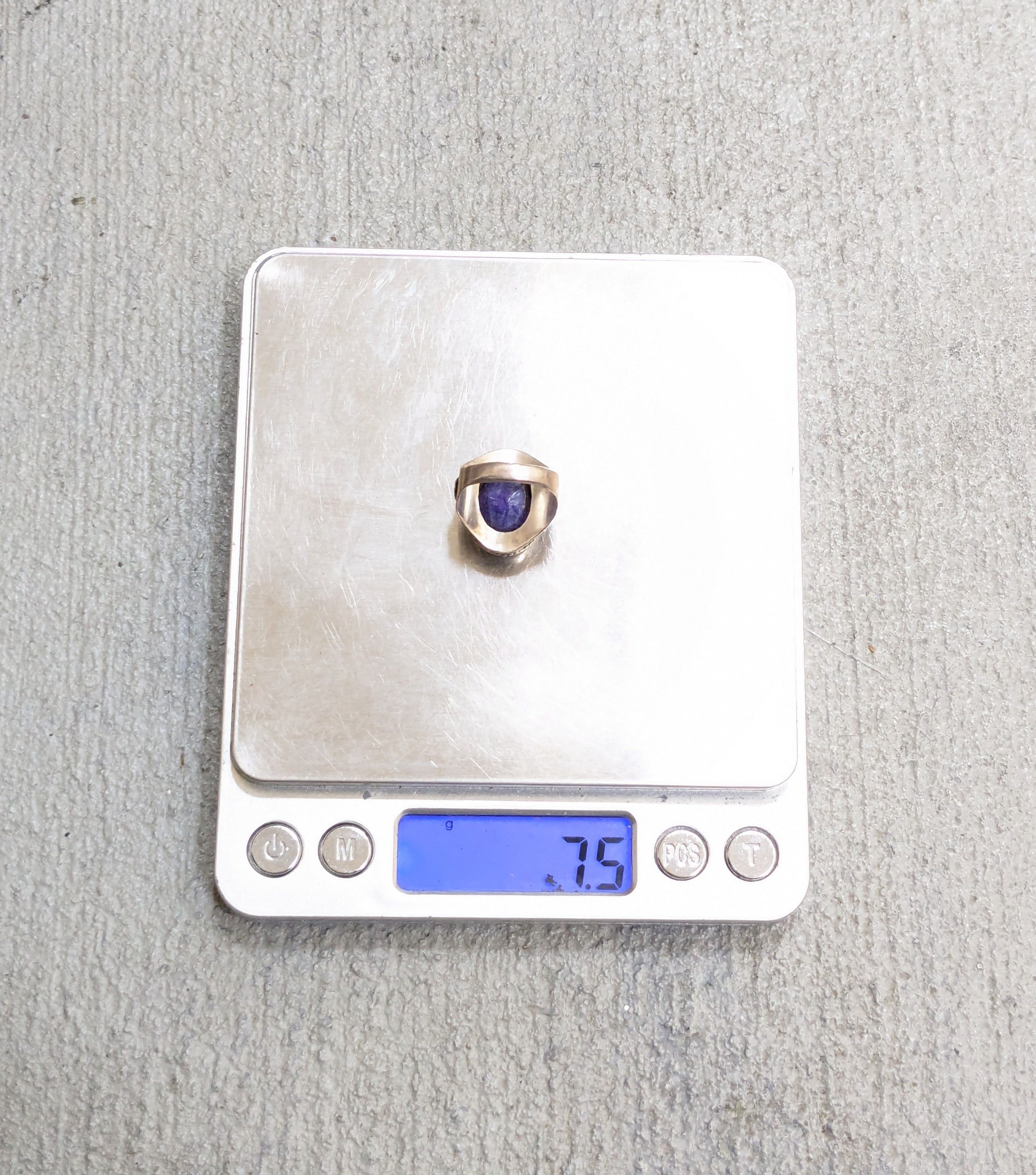 Jewelry Vintage Sterling Silver Ring Blue Quartz 7 Native Tribal Size ONE SIZE - 16 Thumbnail