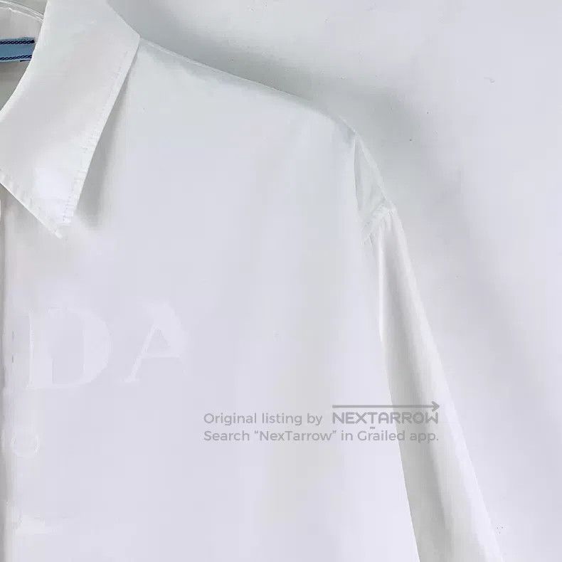 Prada Prada 23 white logo letter embroidery cotton lapel single- Size XXS / US 00 / IT 34 - 3 Thumbnail