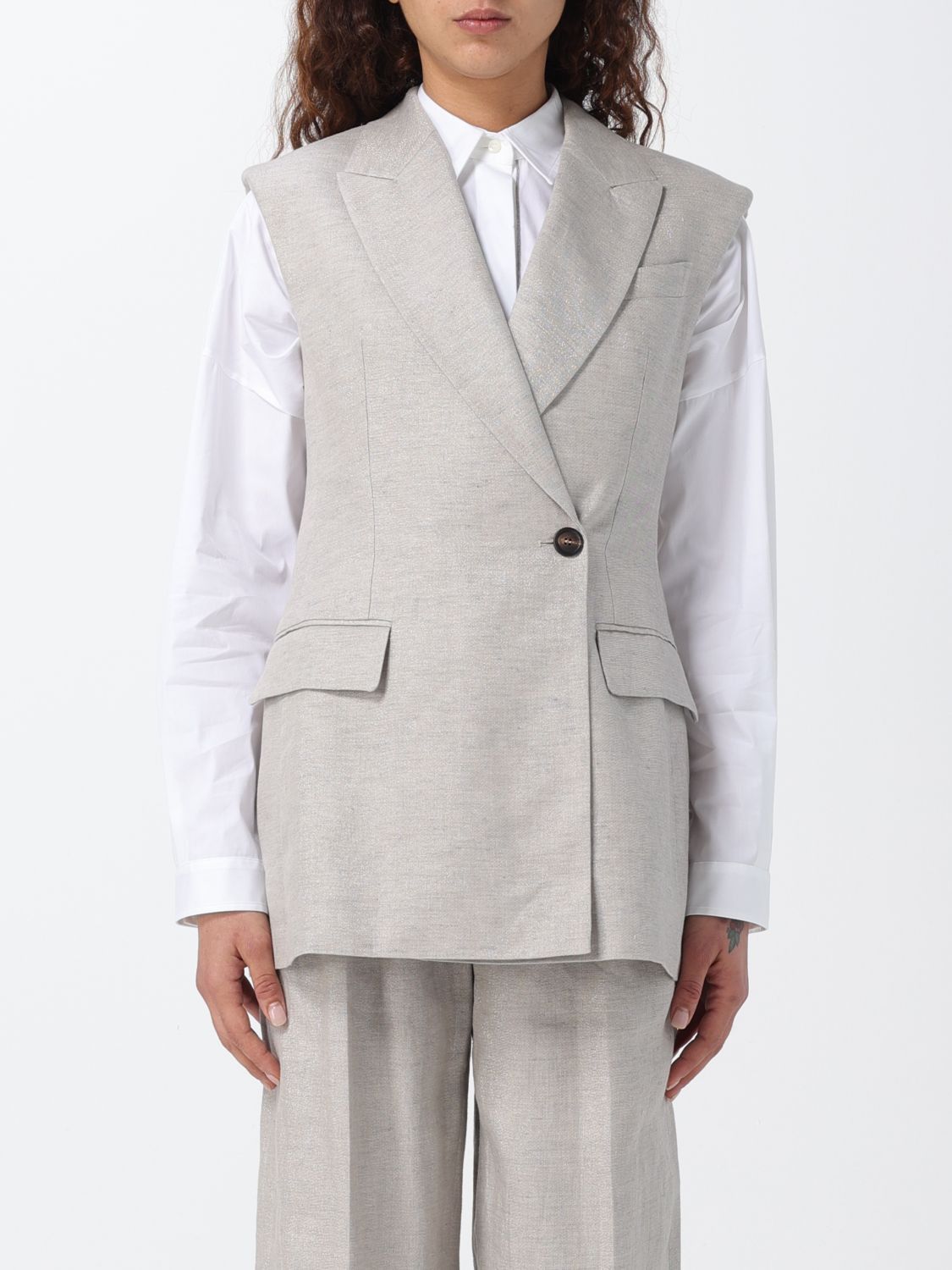 image of Brunello Cucinelli Waistcoat Woman Grey, Women's (Size XS)