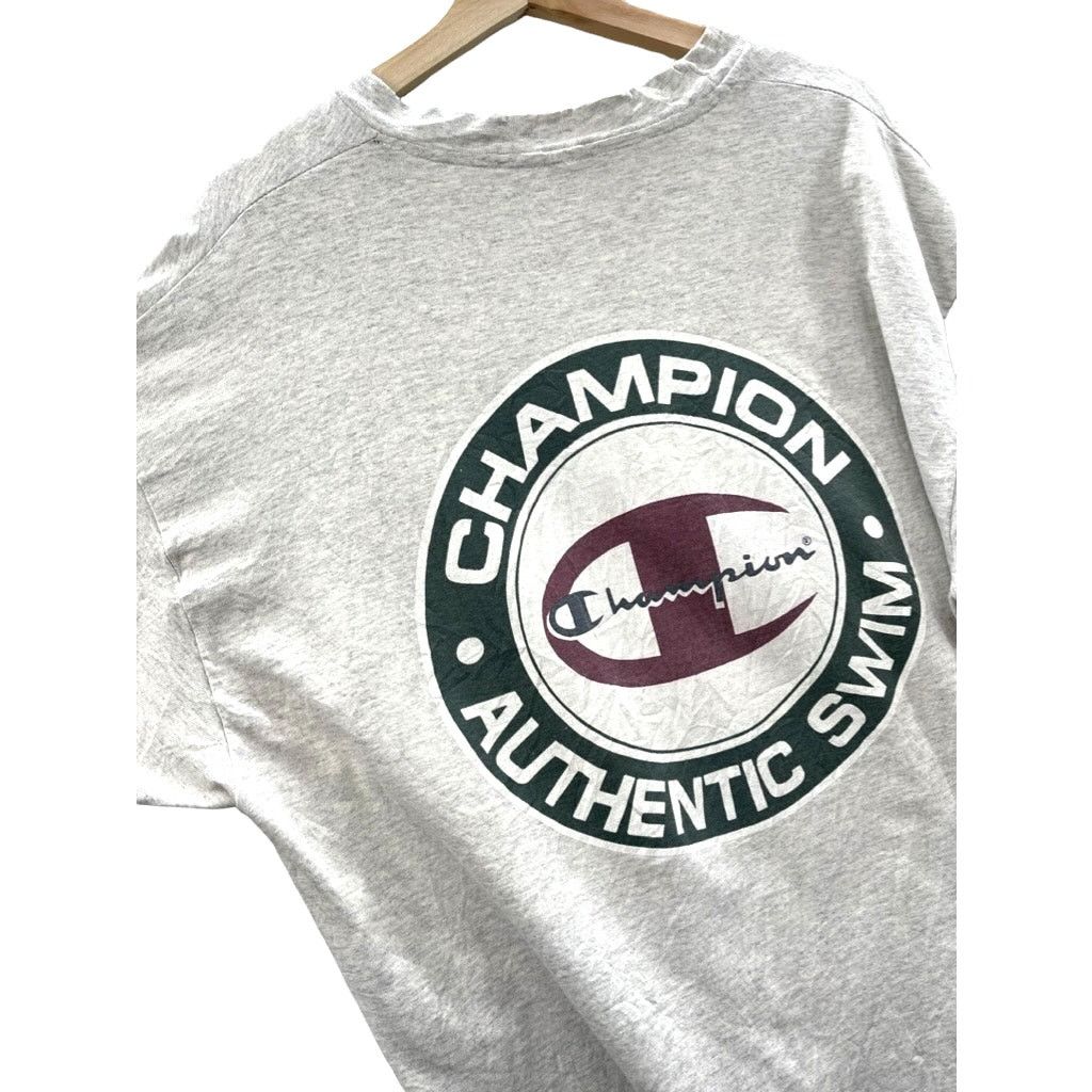 Champion × Vintage Vintage 1990's Champion Authentic Swim Graphic T-Shirt Size US XL / EU 56 / 4 - 5 Thumbnail