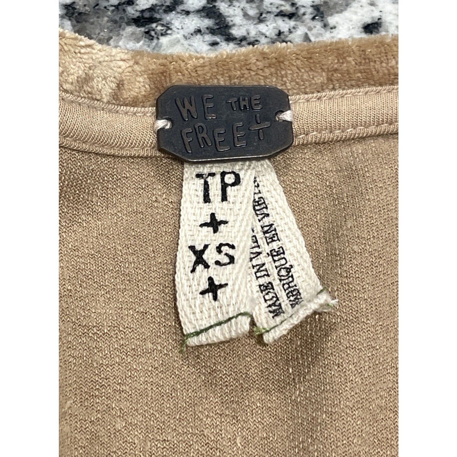Vintage We The Free by Free People Dress Boho Velvet V Neck XS oversized Women Beige Size XS / US 0-2 / IT 36-38 - 4 Thumbnail