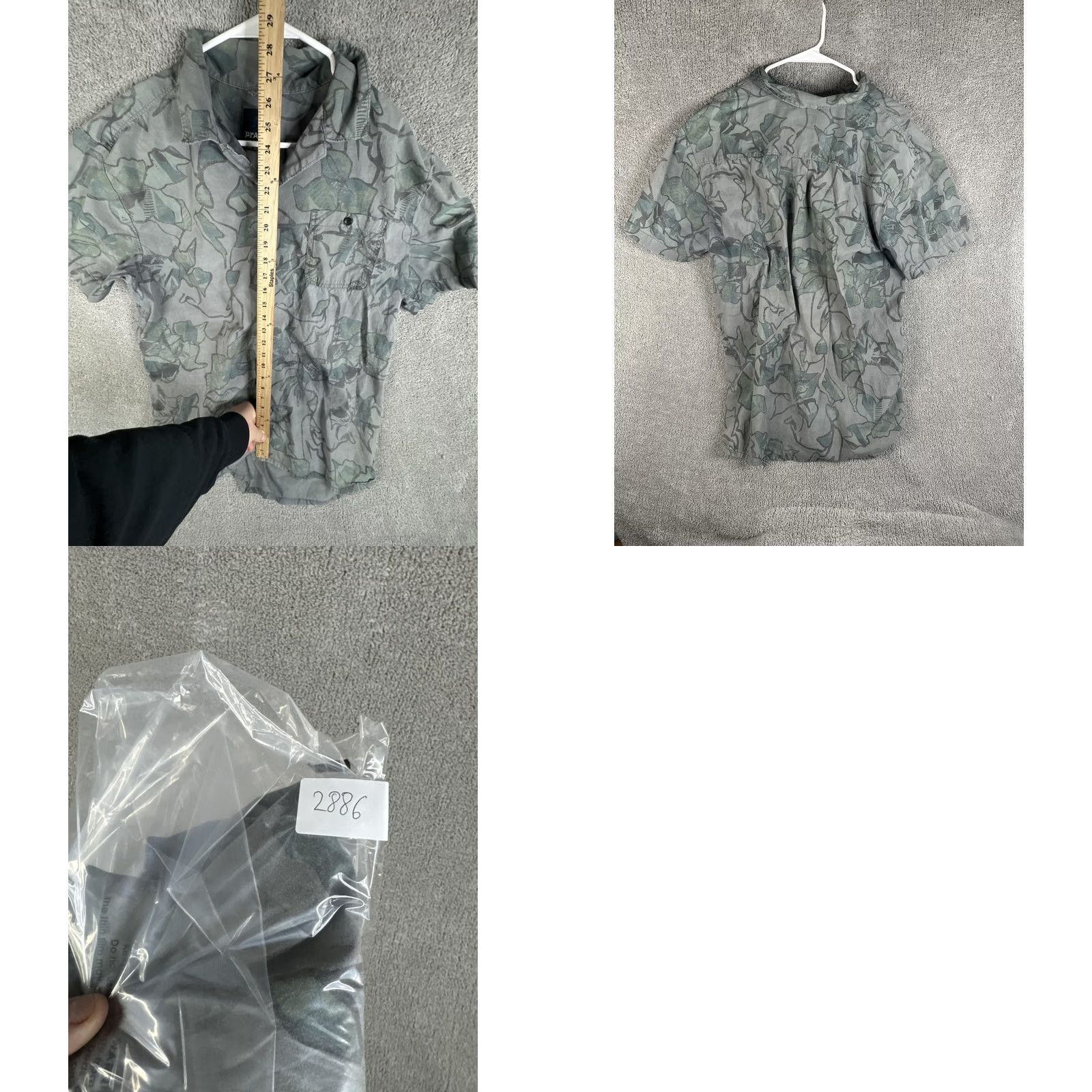 Prana prAna Shirt Mens XL Gray Green Floral Button Up Short Sleeve Lightweight Hiking Size US XL / EU 56 / 4 - 8 Thumbnail