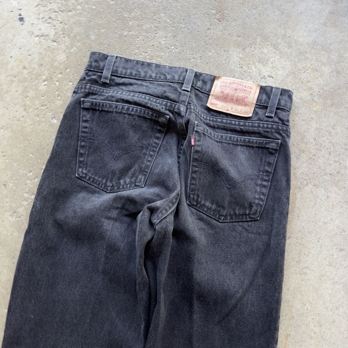 Faded Black Levi's 550 Jeans ERD Grunge Thrashed Skater