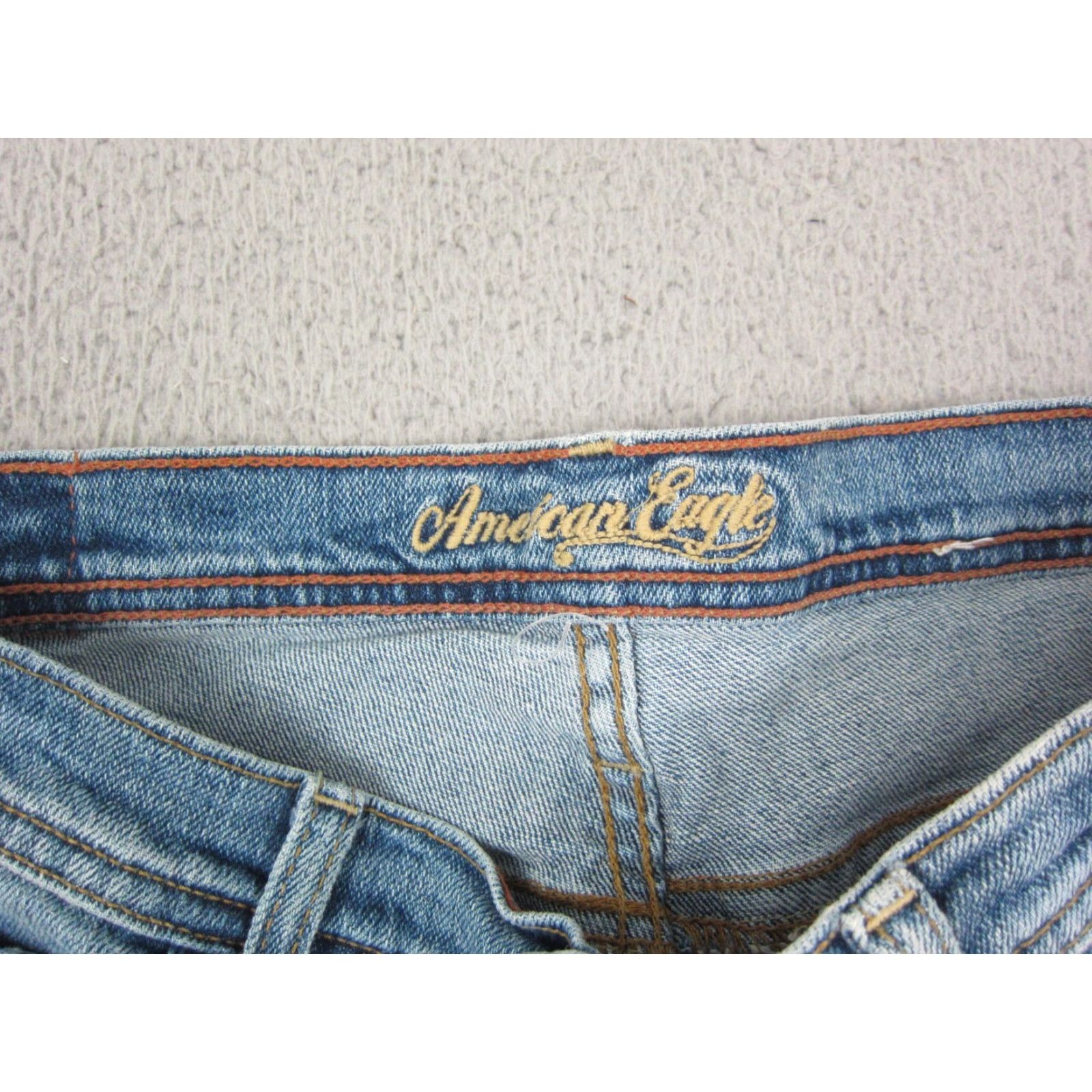 American Eagle Outfitters American Eagle Jeans Womens 4 Reg Blue Distressed Stretch Skinny Denim Distressed N/A Size 27" / US 4 / IT 40 - 4 Thumbnail