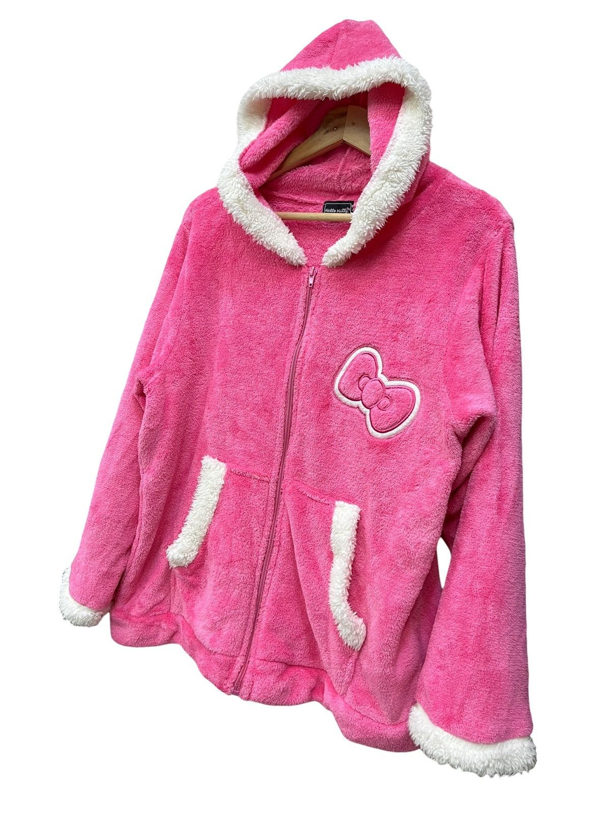 Anime 💖VINTAGE 2013 Sanrio Hello Kitty Pink Fluffy Fleece Hoodie Size M / US 6-8 / IT 42-44 - 2 Thumbnail