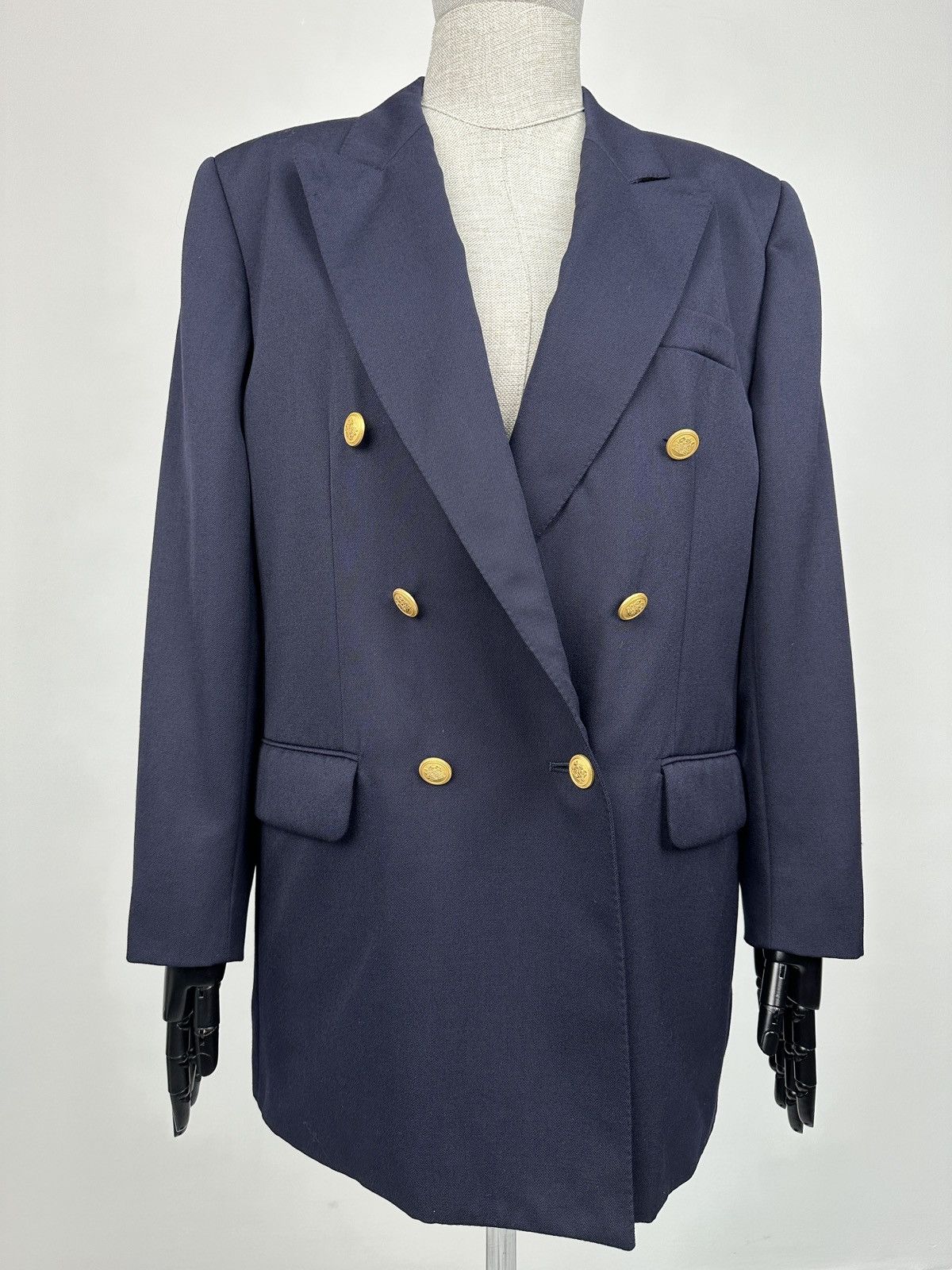 Aquascutum AQUASCUTUM Double-Breasted Gold Buttons Wool Blazer Jacket Size L / US 10 / IT 46 - 7 Thumbnail