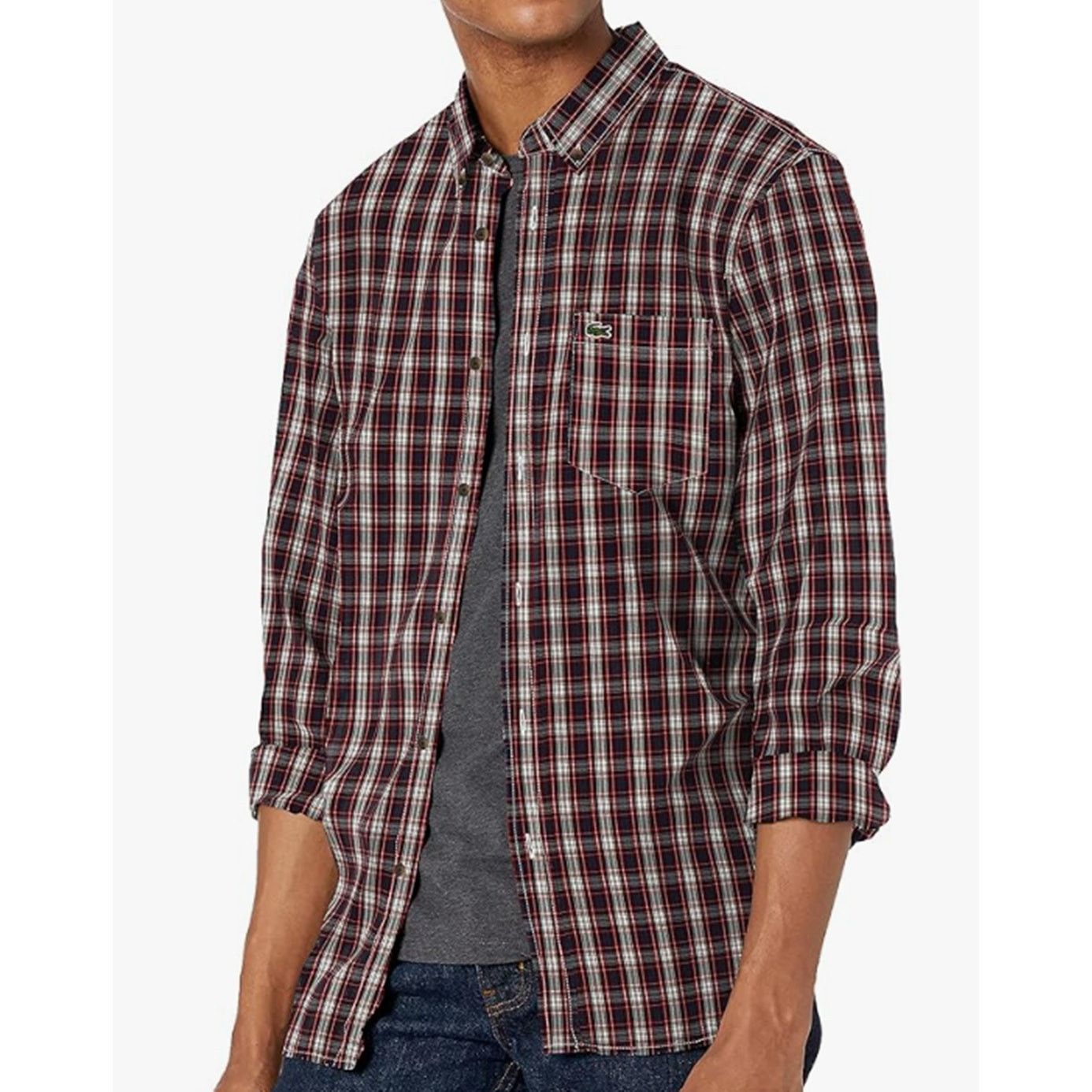 Lacoste Lacoste Men's Long Sleeve Plaid Regular Fit Oxford Shirt S Size US S / EU 44-46 / 1 - 1 Thumbnail