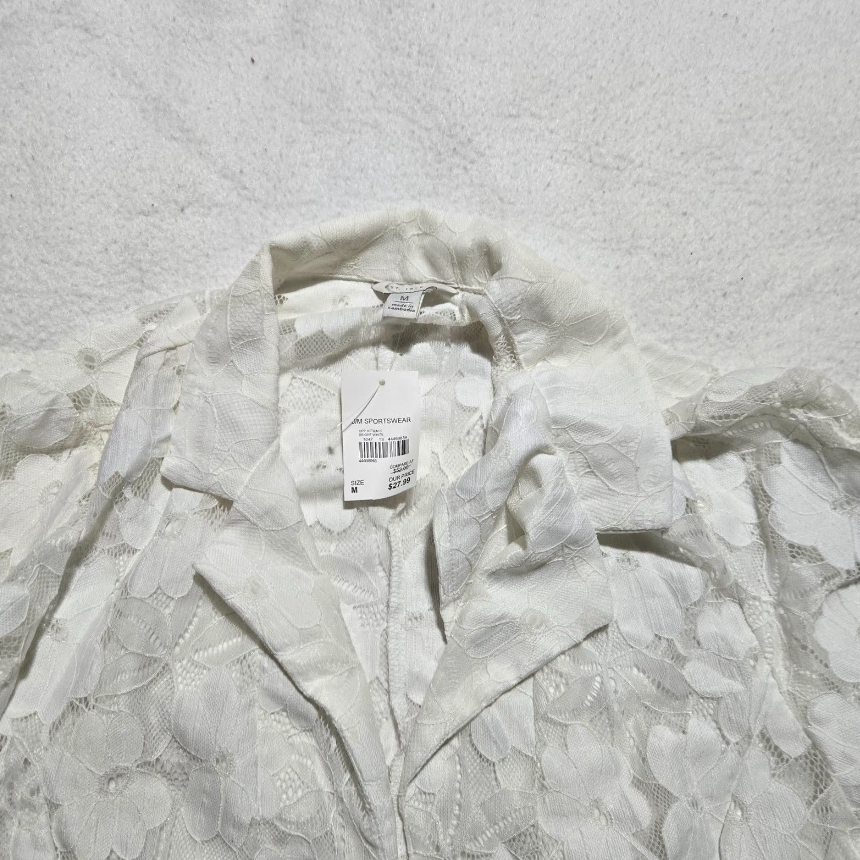 Vintage Cato Blouse Open Front Collared Cardigan Womens M White NEW Est. 1946 Size M / US 6-8 / IT 42-44 - 2 Thumbnail