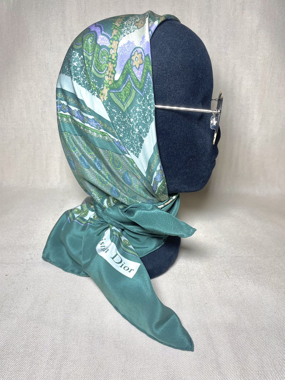 SikSilk × Vintage Christian Dior paisley floral green scarf Size ONE SIZE - 9 Thumbnail