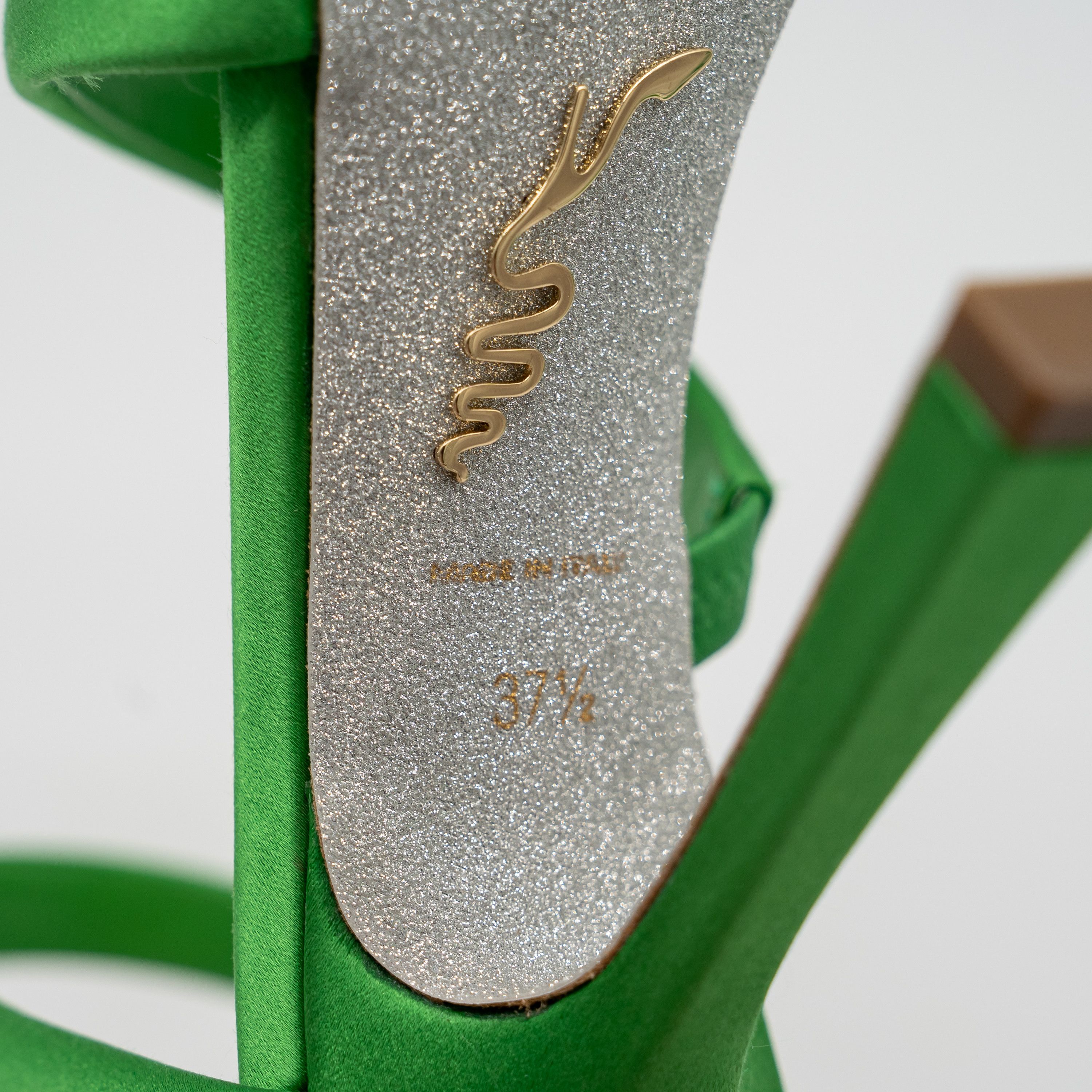 Rene Caovilla 37.5 7.5 US Rene Caovilla Cleo Green Sandals Heels 105 Satin Size US 7.5 / IT 37.5 - 9 Thumbnail